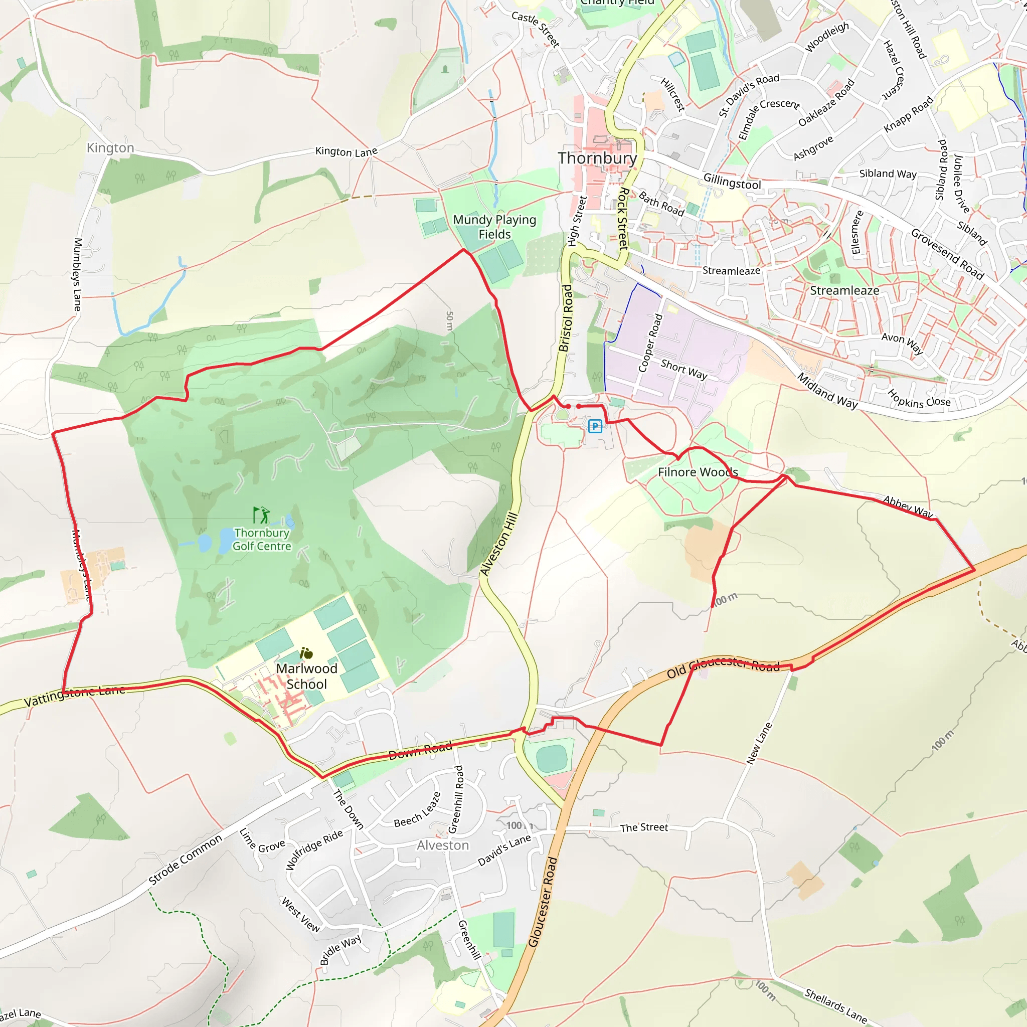 Thornbury Circular Walk mobile static map