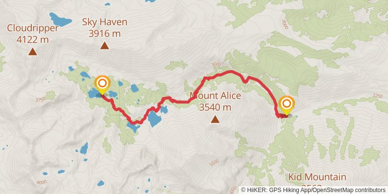 Fifth Lake Spur via North Fork Big Pine Creek Trail stage 2 Map
