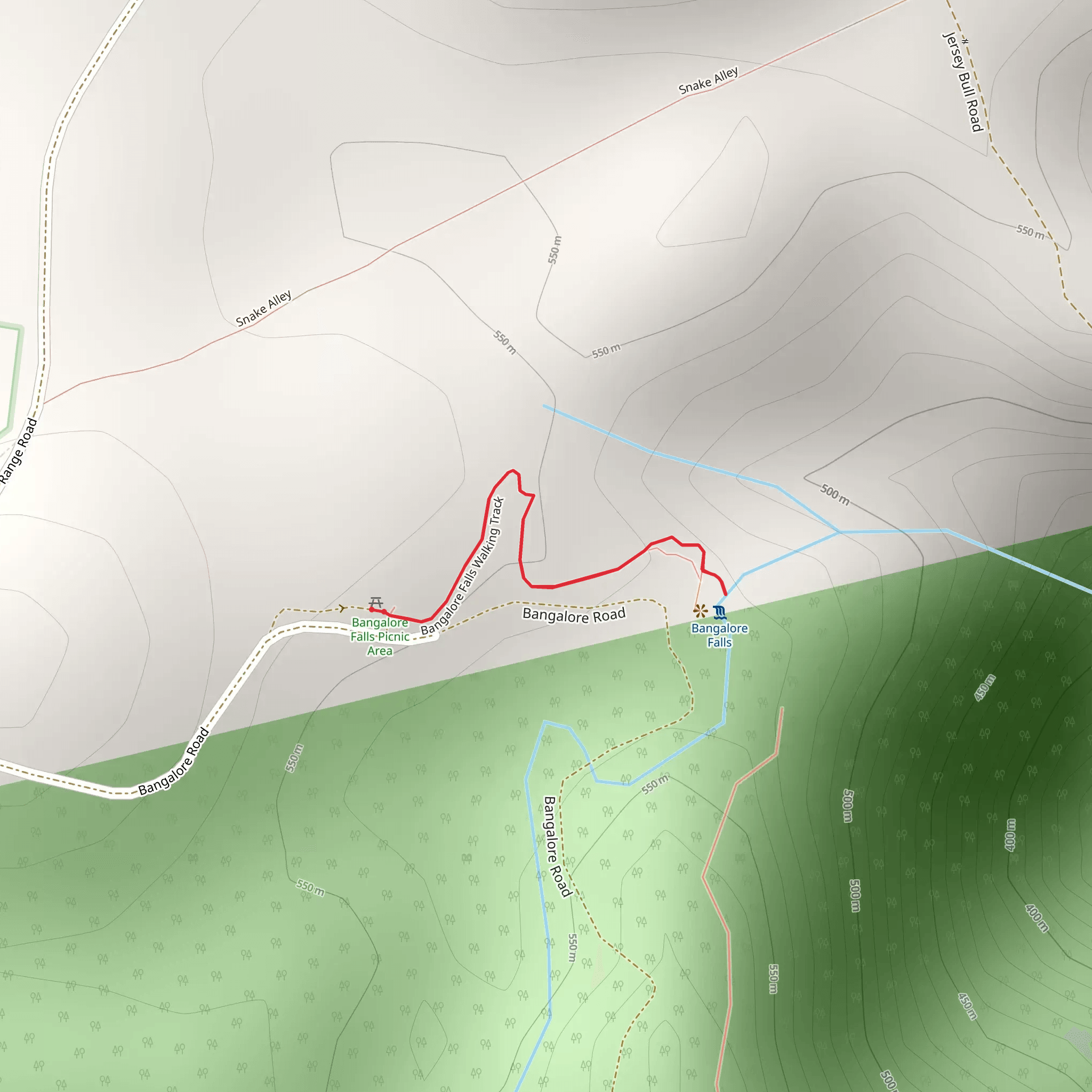 Bangalore Falls Track mobile static map