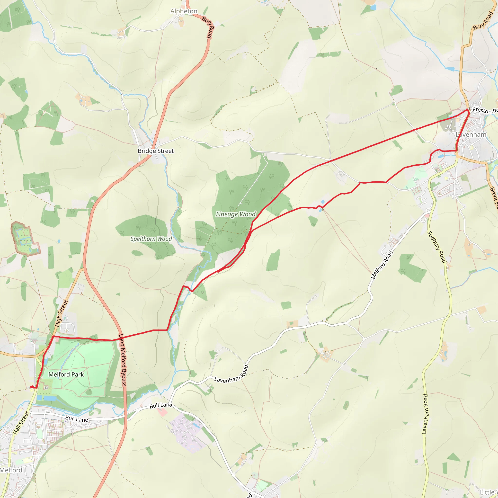 Lavenham from Long Melford mobile static map