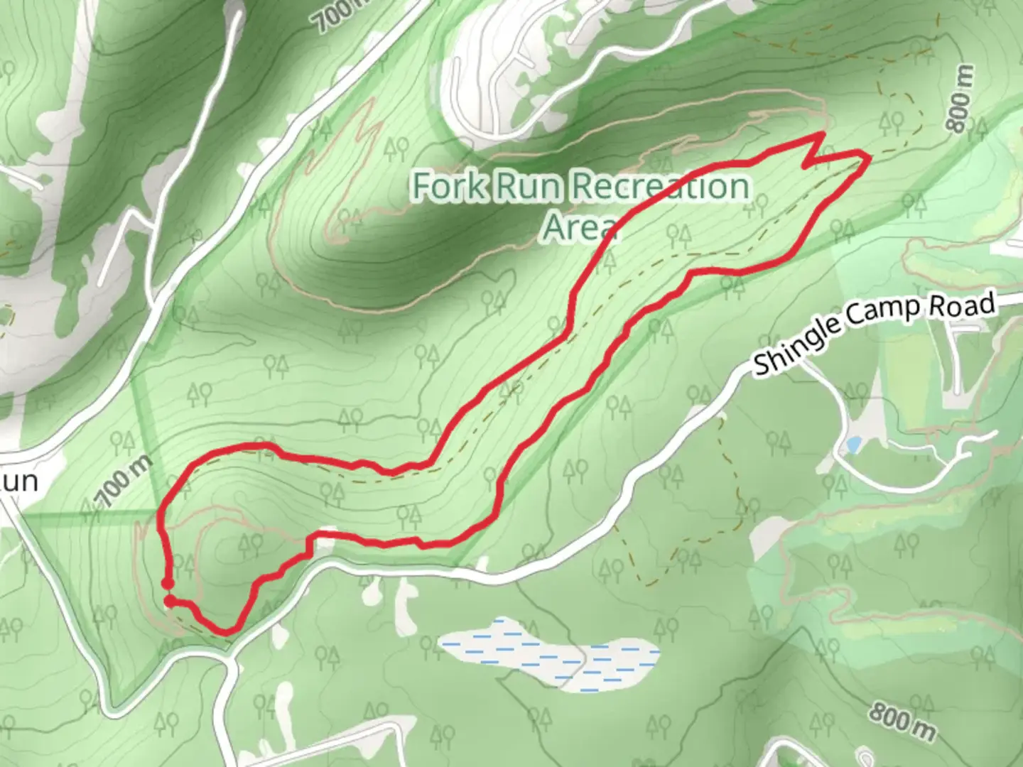An image depicting the trail Red Trail and Gray Trail Loop and its surrounding area.