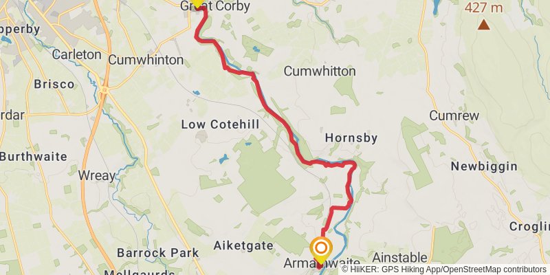 Settle to Carlisle via Pennine Journey stage 8 Map