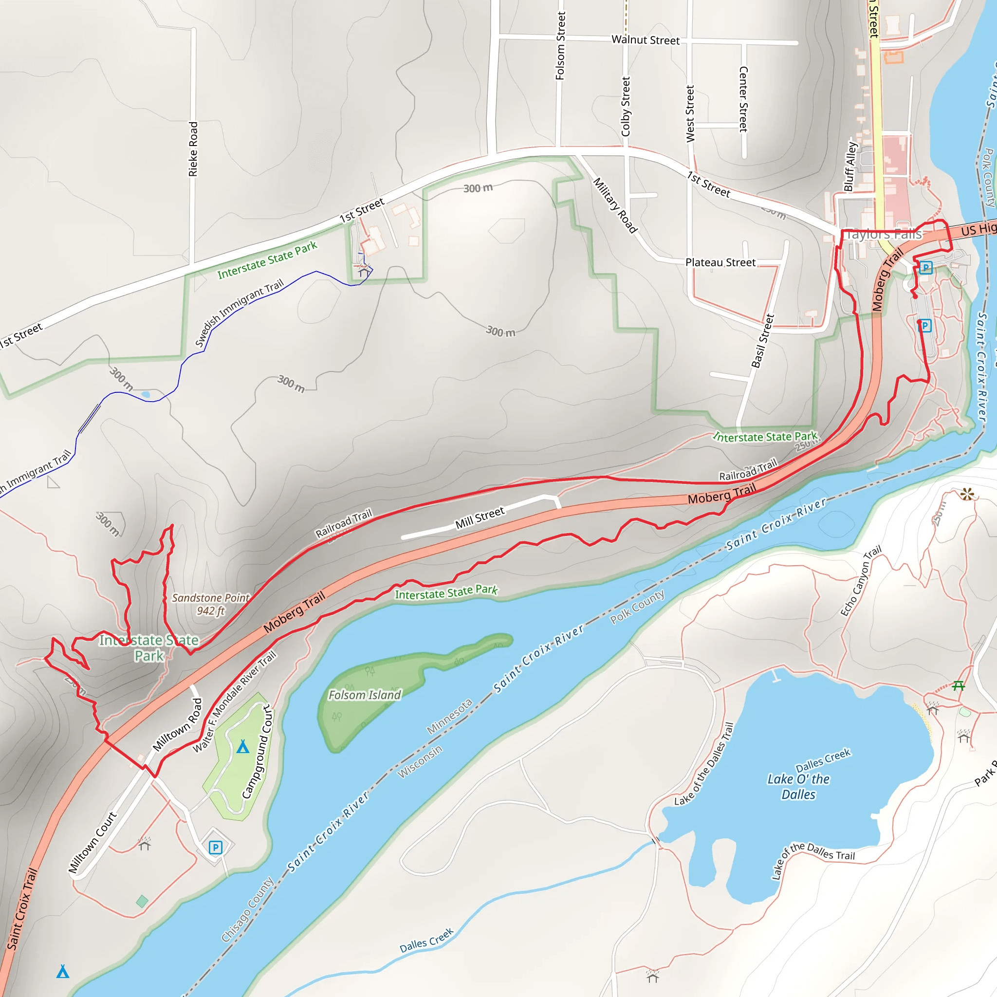 Interstate State Park Loop mobile static map