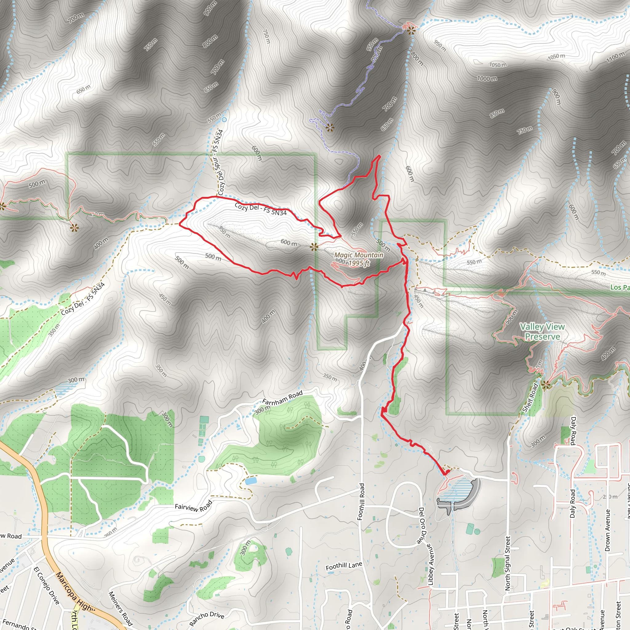 Pratt Trail and Foothill Loop Trail mobile static map