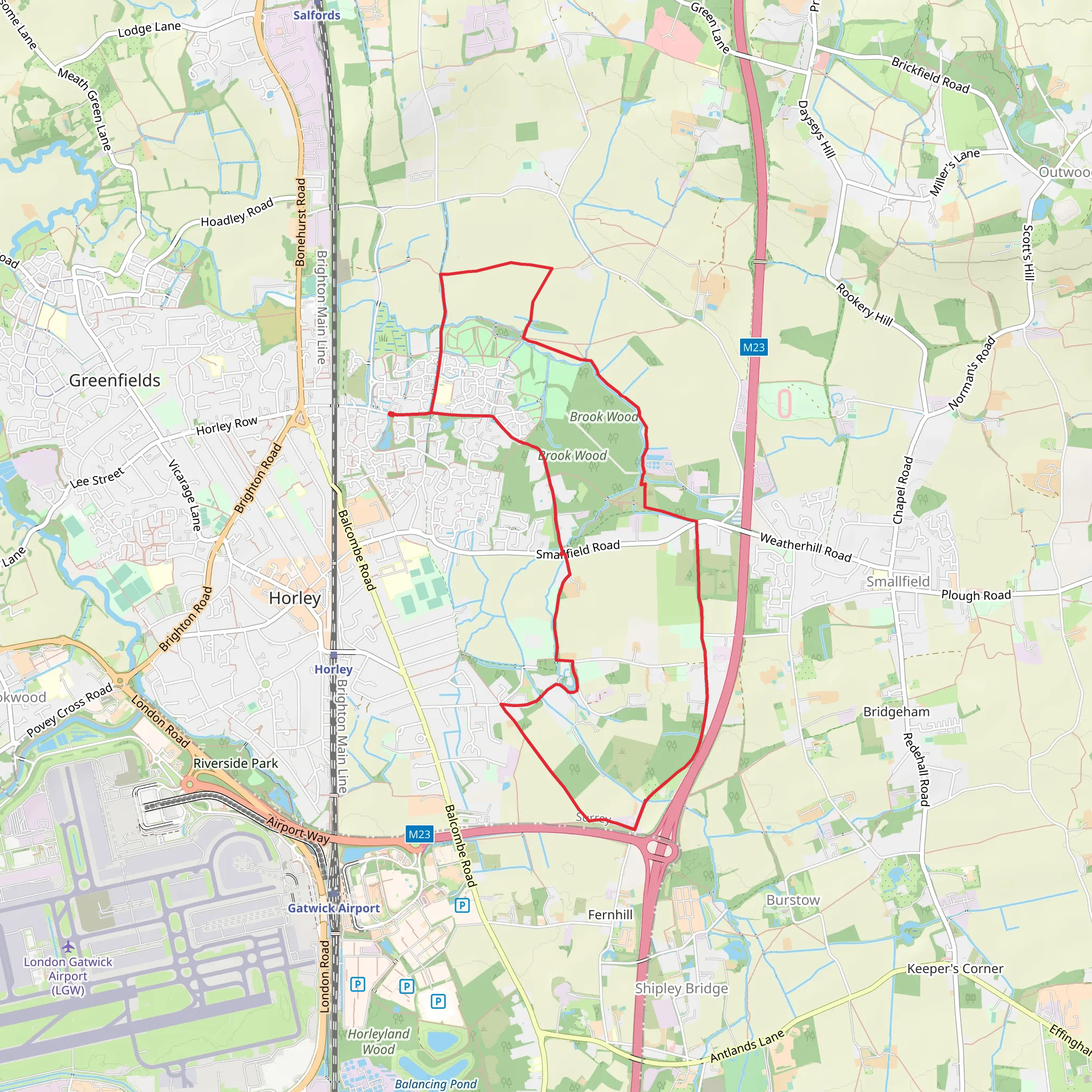Brook Wood, The Roughs and Thunderfield Castle Loop mobile static map