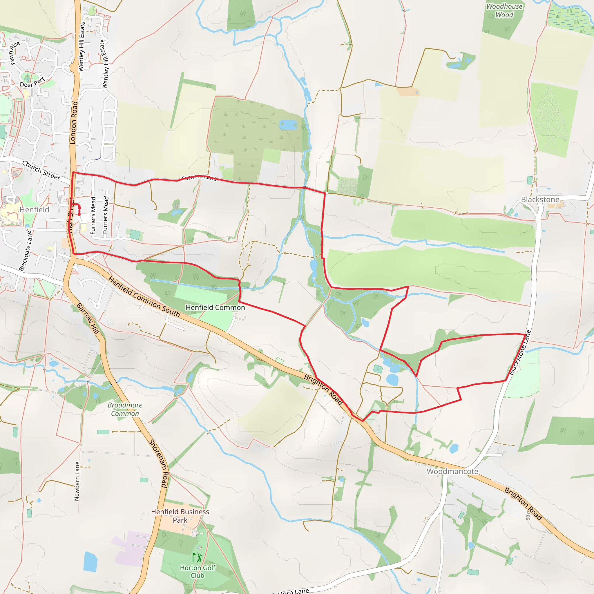 Henfield and Woodmancote Loop mobile static map