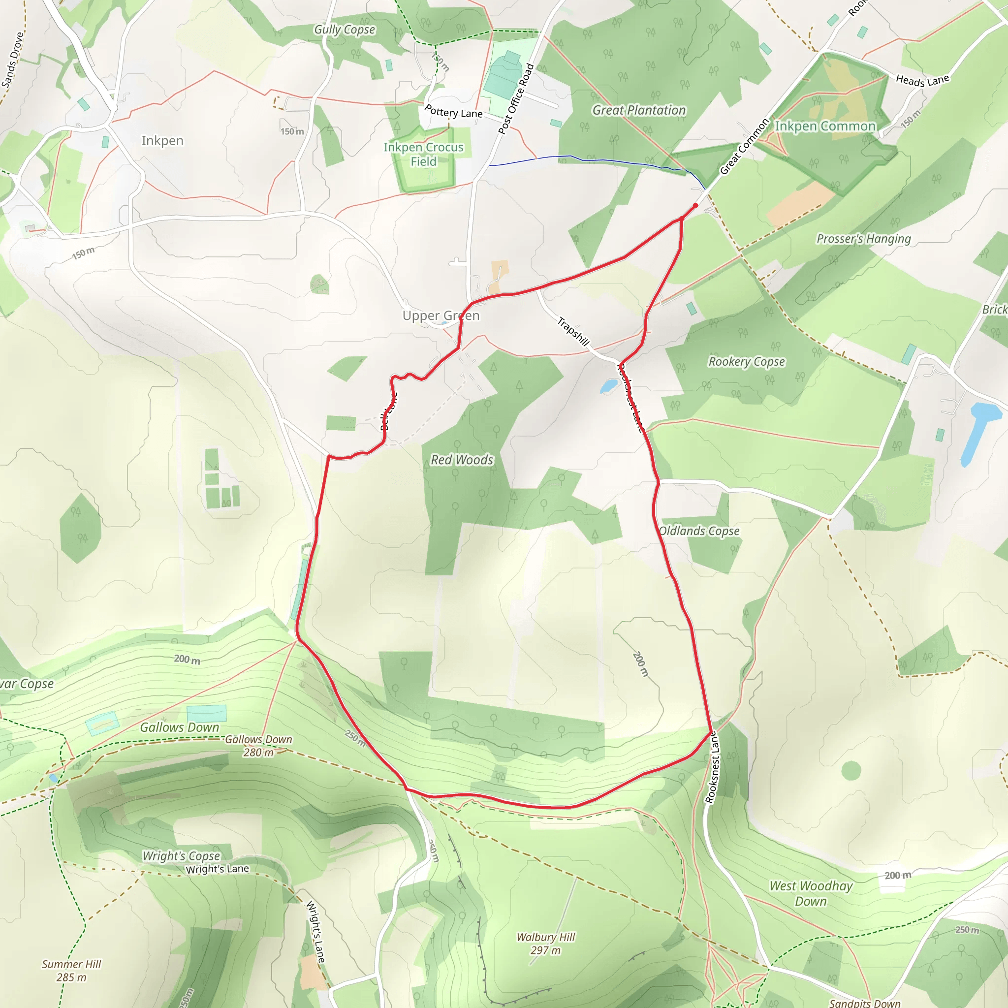 Red Woods and Upper Green Loop mobile static map