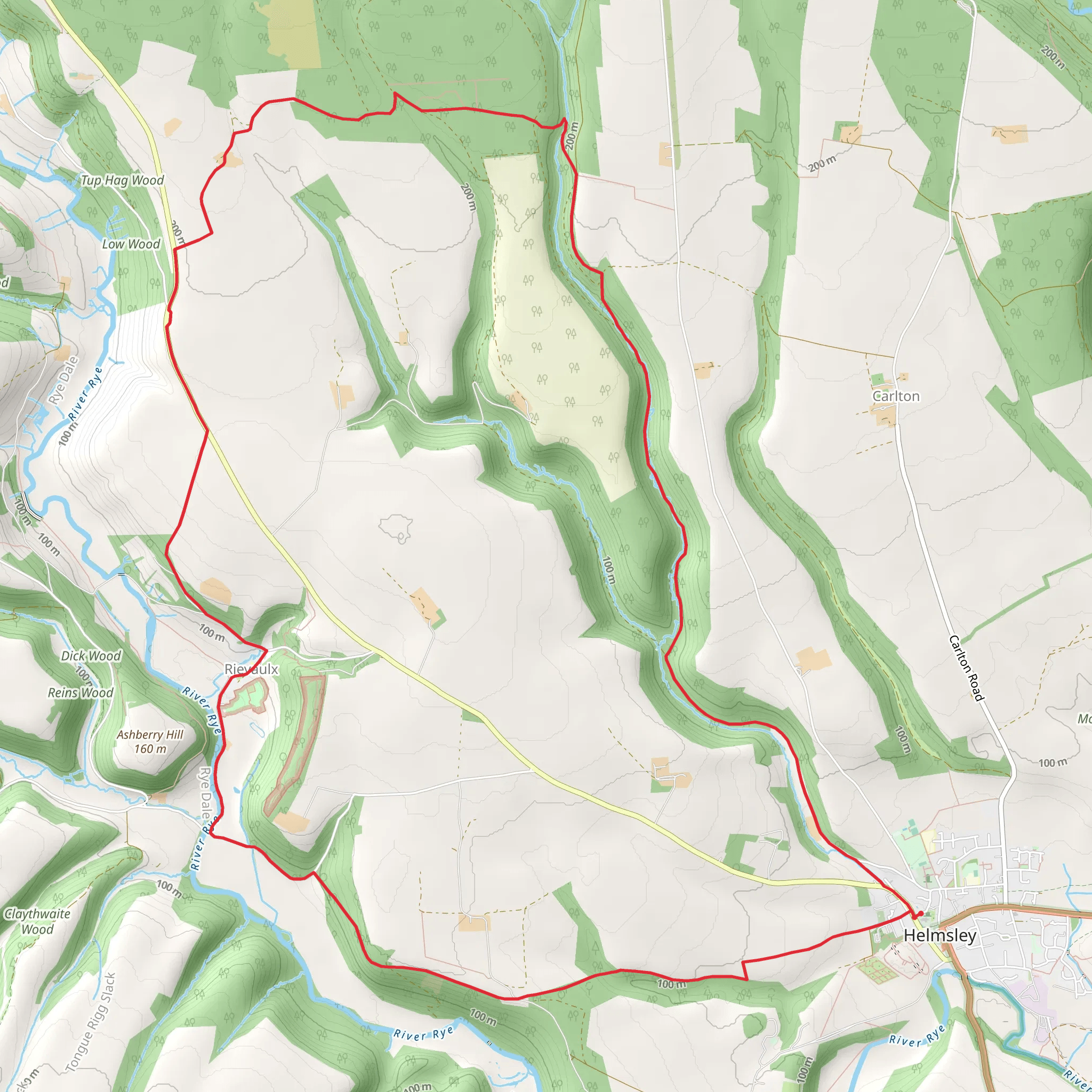 Beck Dale and Rievaulx from Helmsley mobile static map