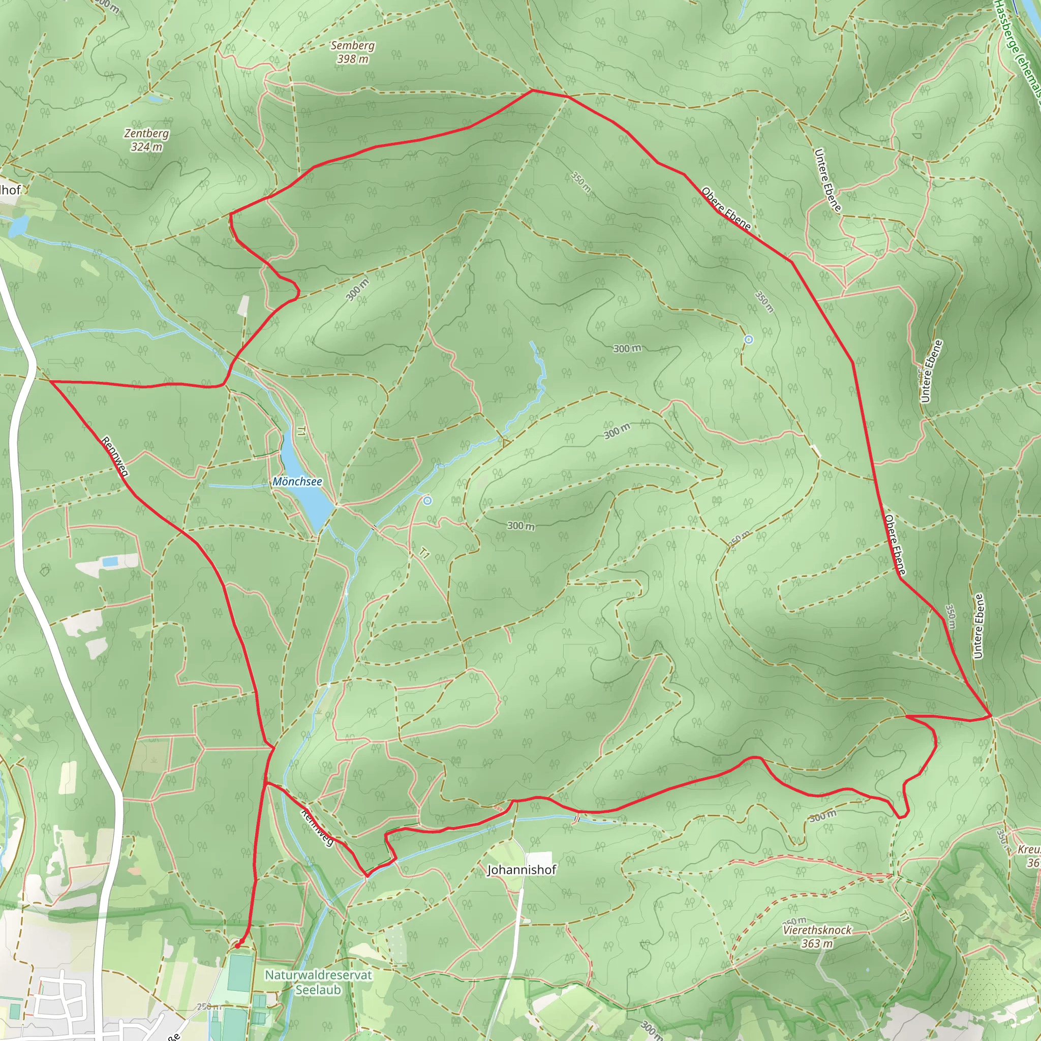Monchsseeholz, Vogelherd and Johannishof Loop mobile static map
