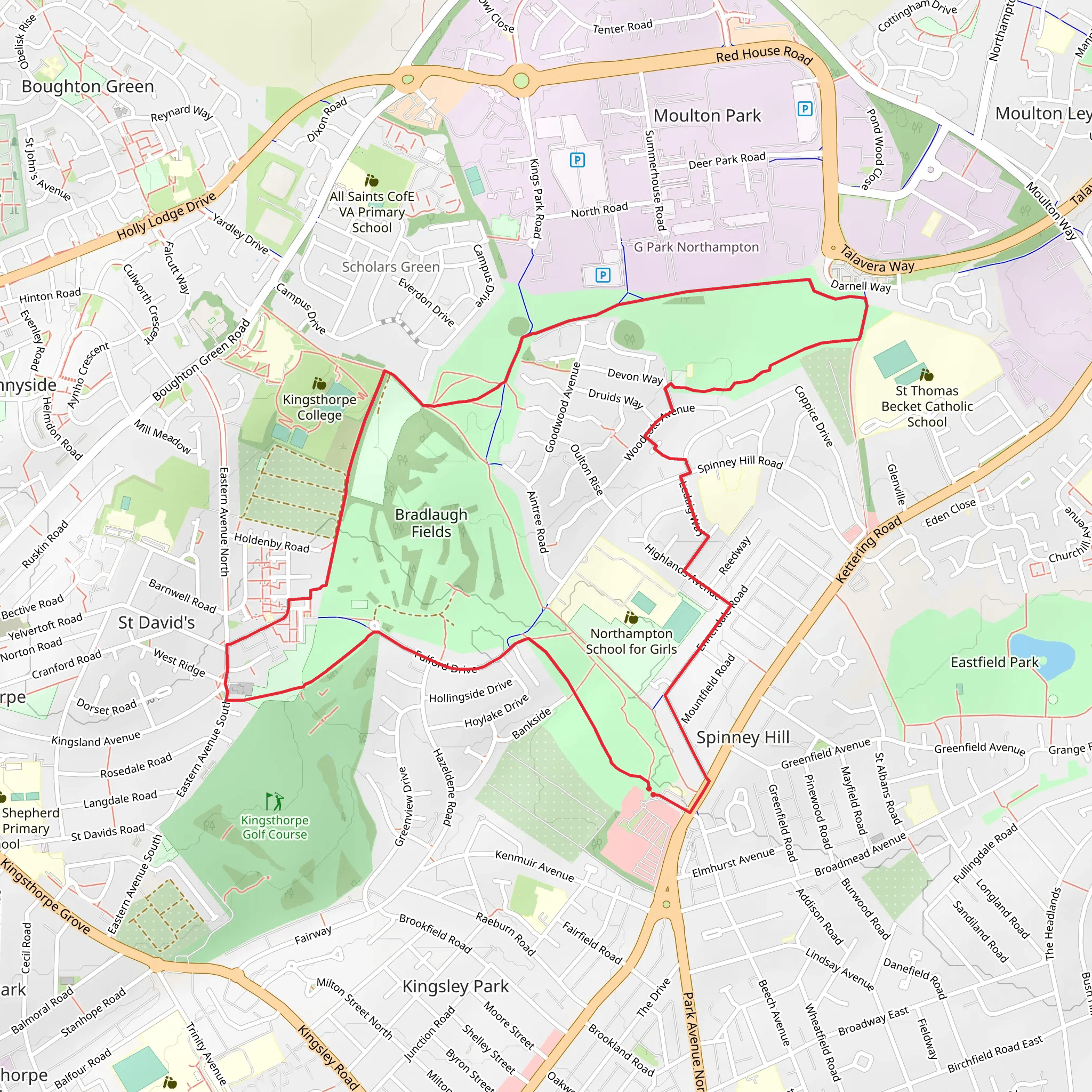 Spinney Hill and Bradlaugh Quarry Nature Reserves Loop mobile static map