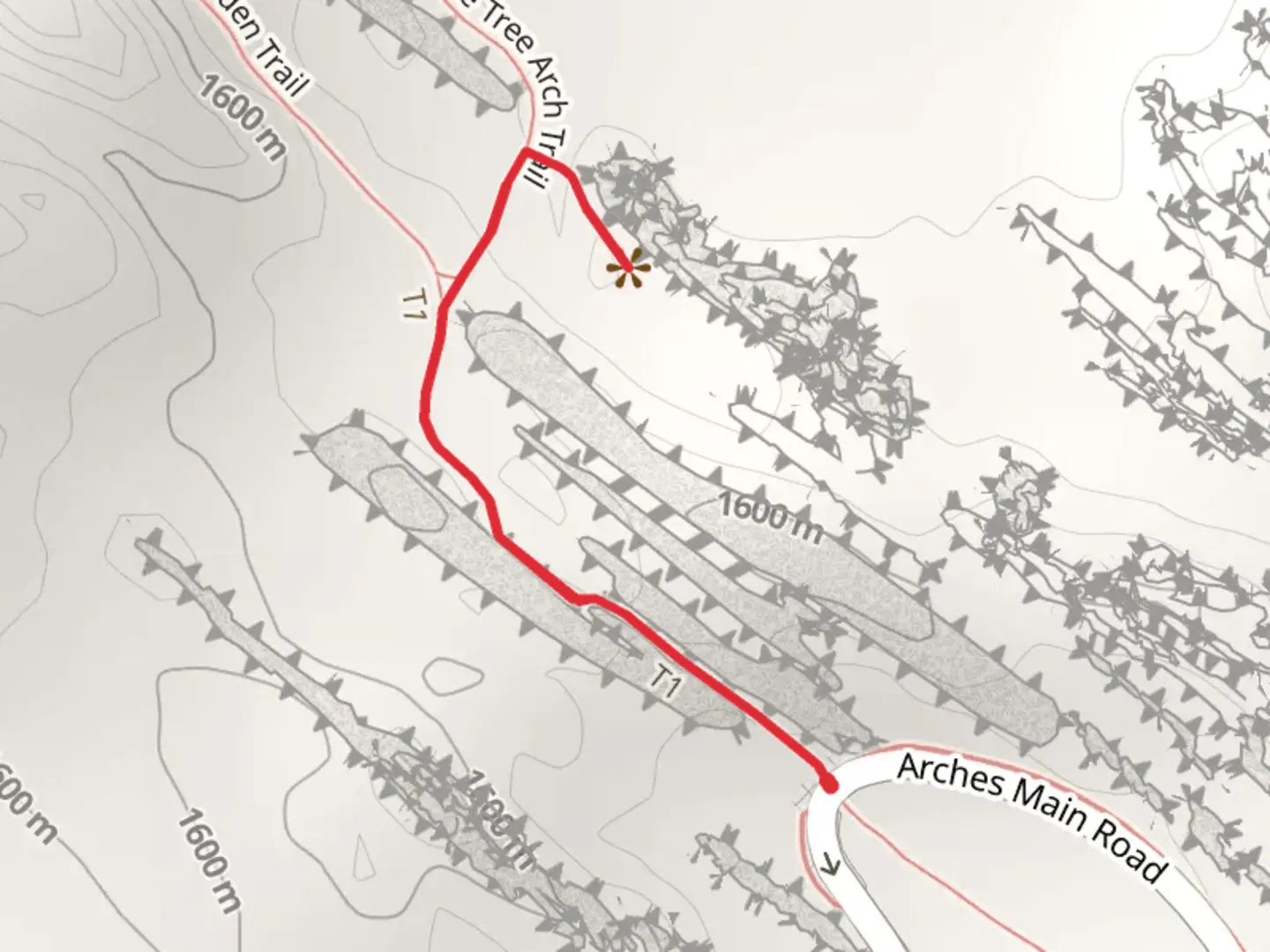 An image depicting the trail Tunnel Arch Trail and its surrounding area.