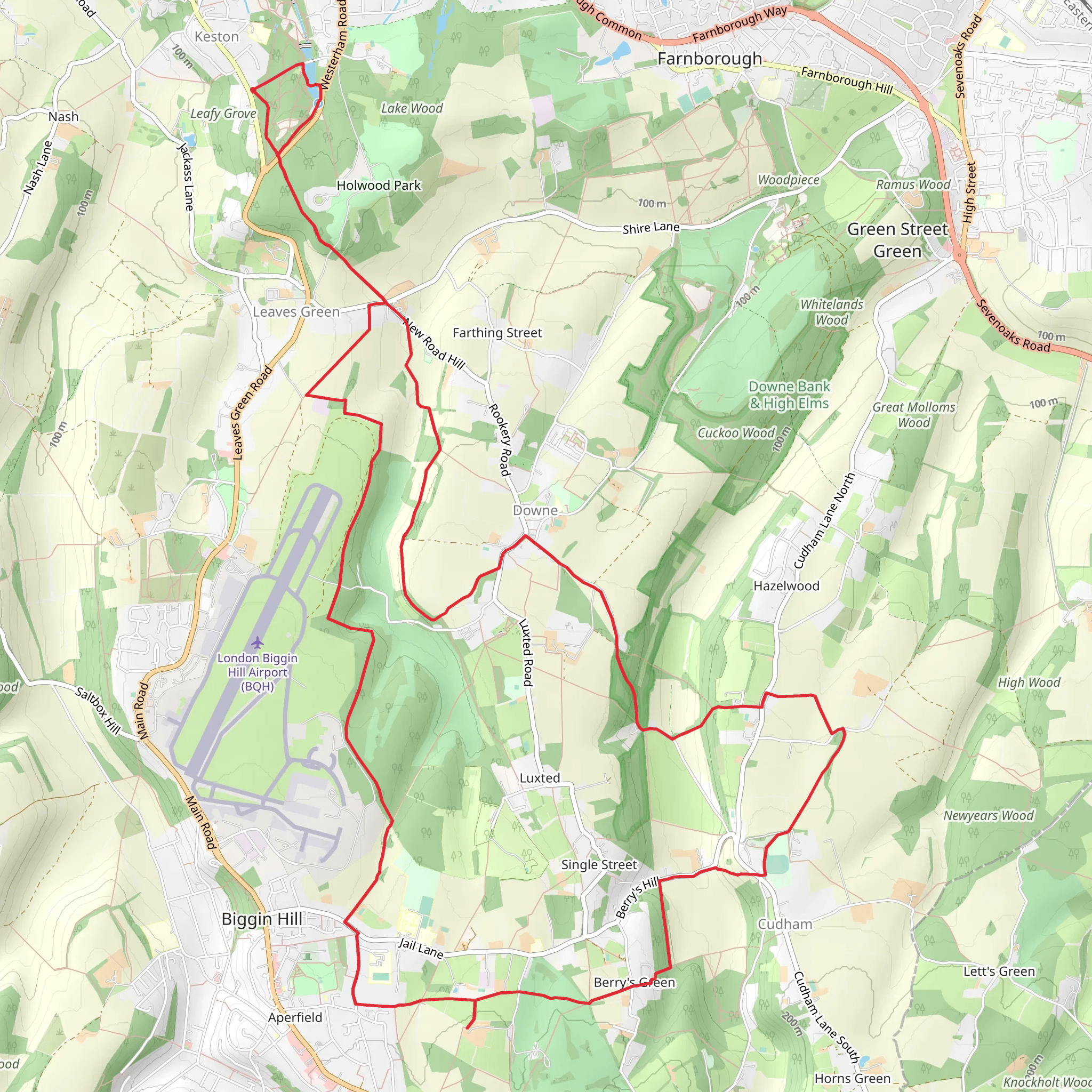 Keston Common, Blackbush Shaw and Snotdale Wood Loop mobile static map