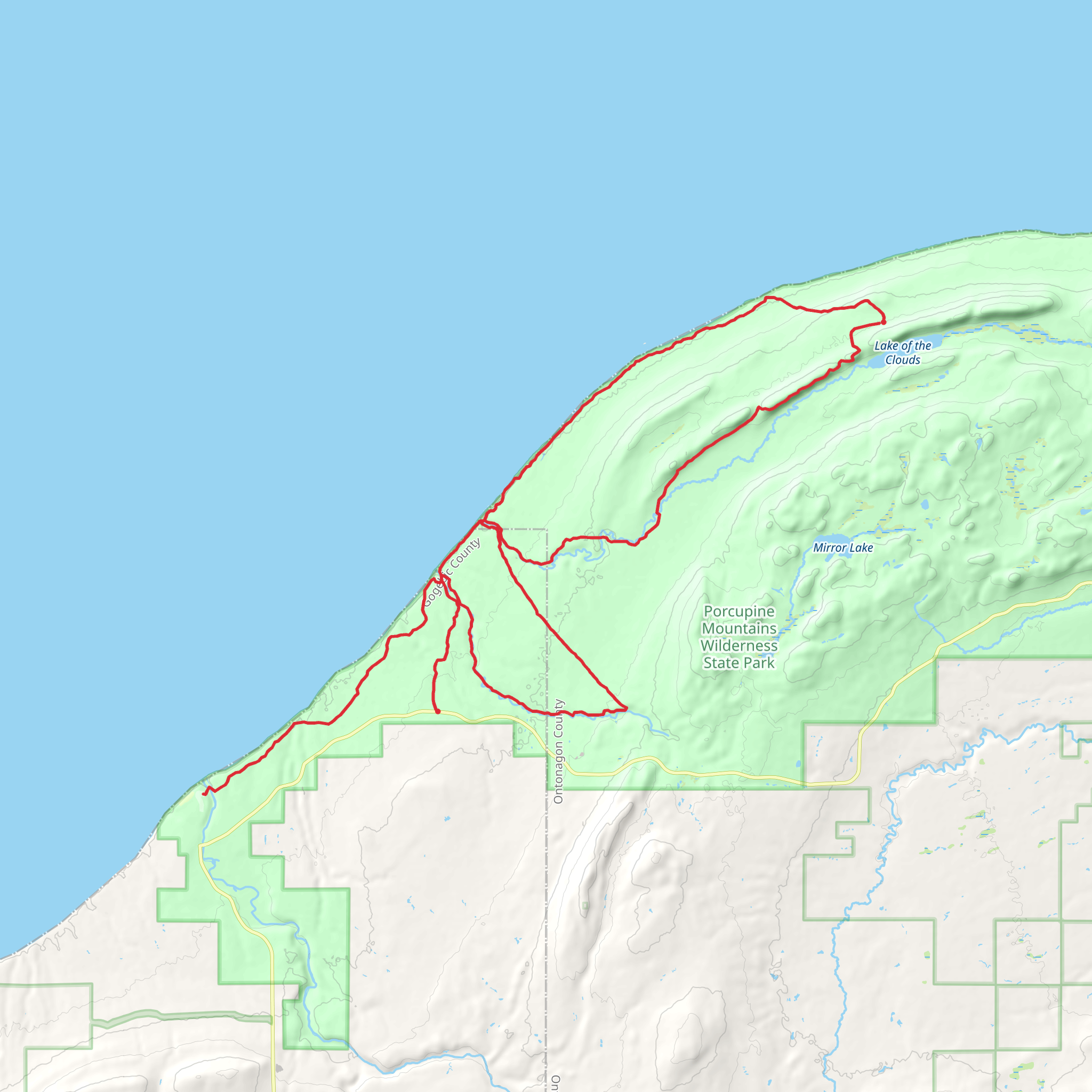 Porcupine Mts-Lake Superior Trail mobile static map