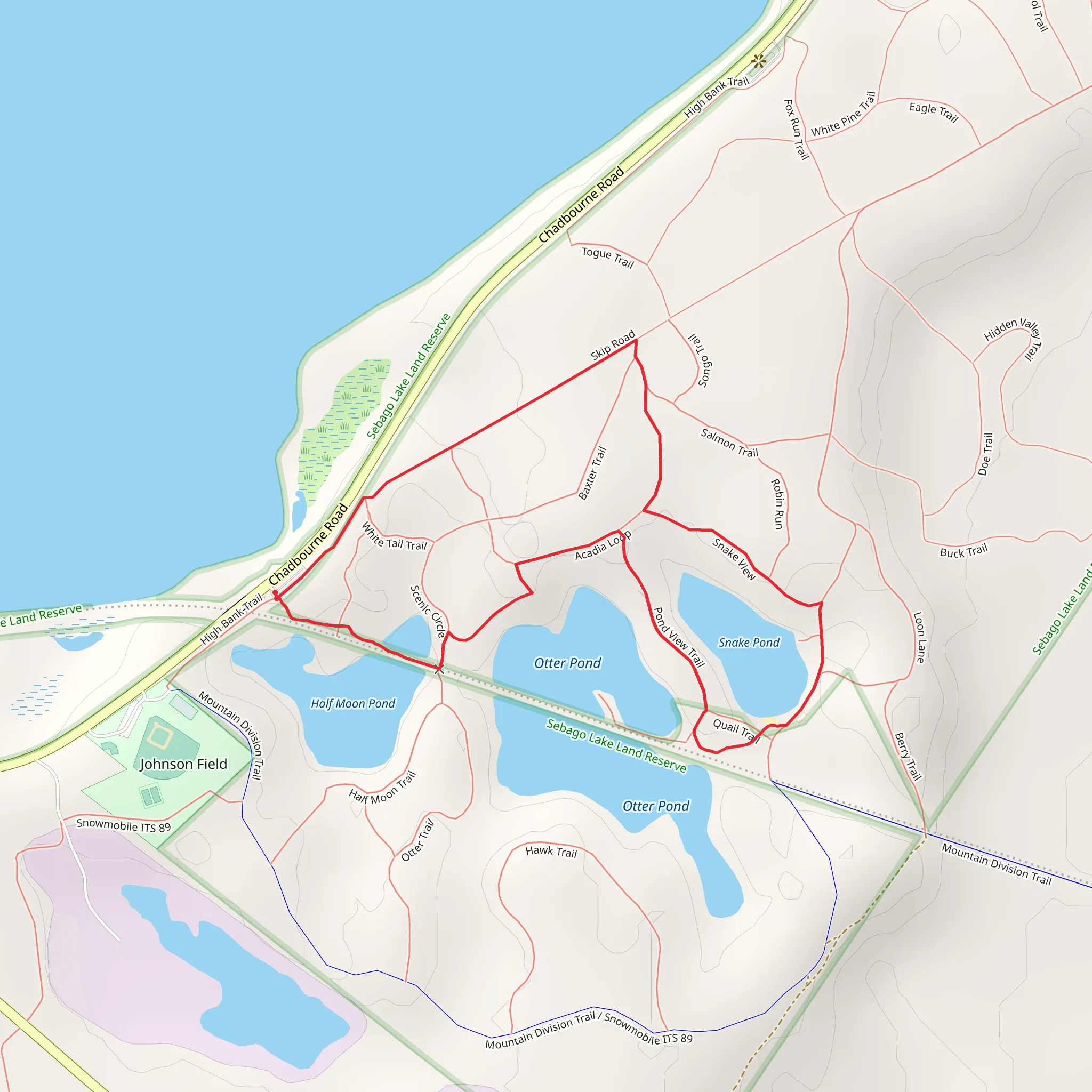 Snake Pond Loop via Otter Pond mobile static map