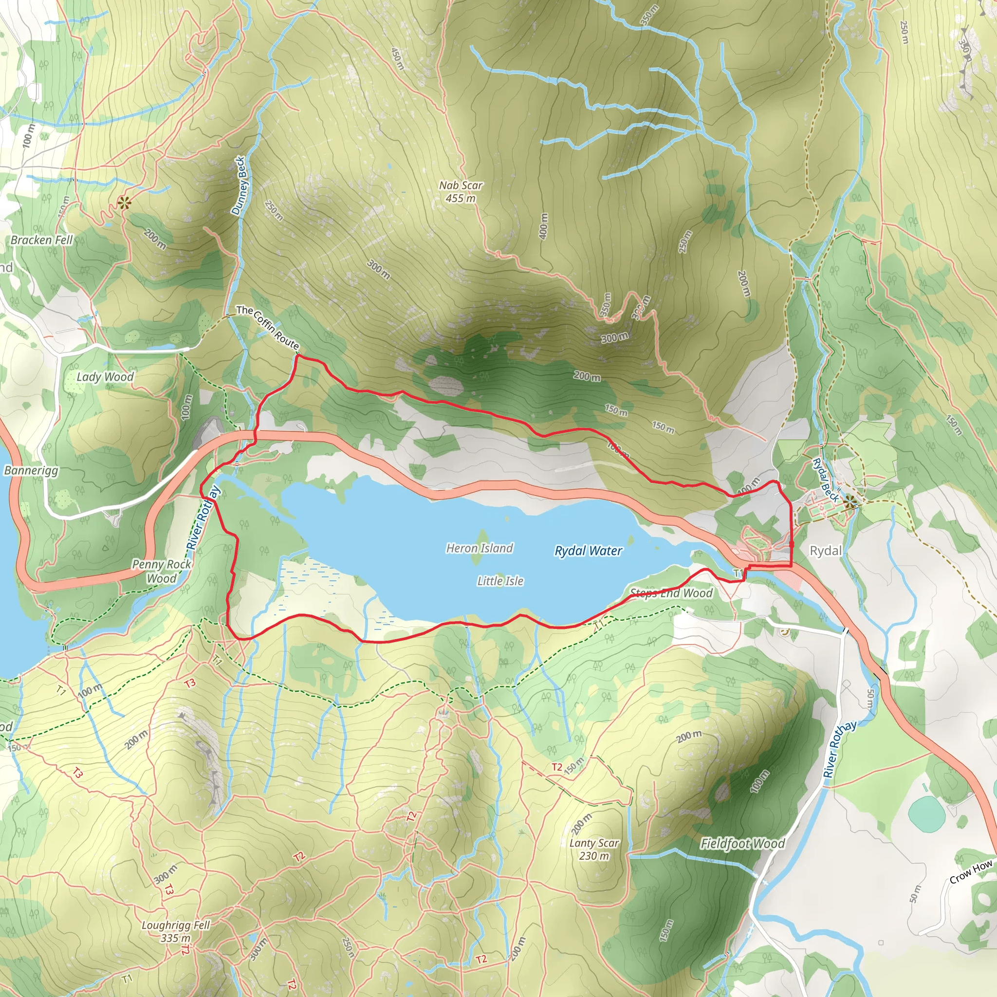 Rydal Water Circular Walk mobile static map