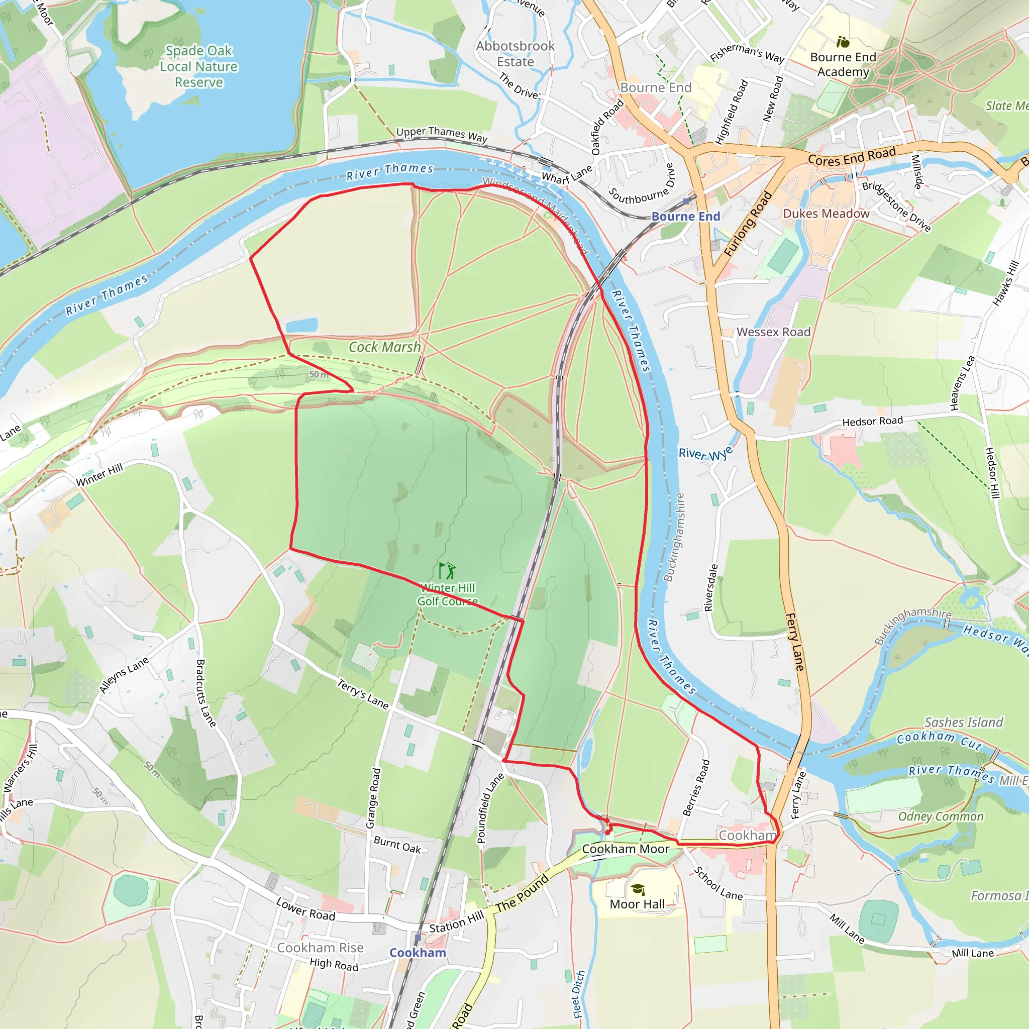 Cookham River Circular Walk mobile static map