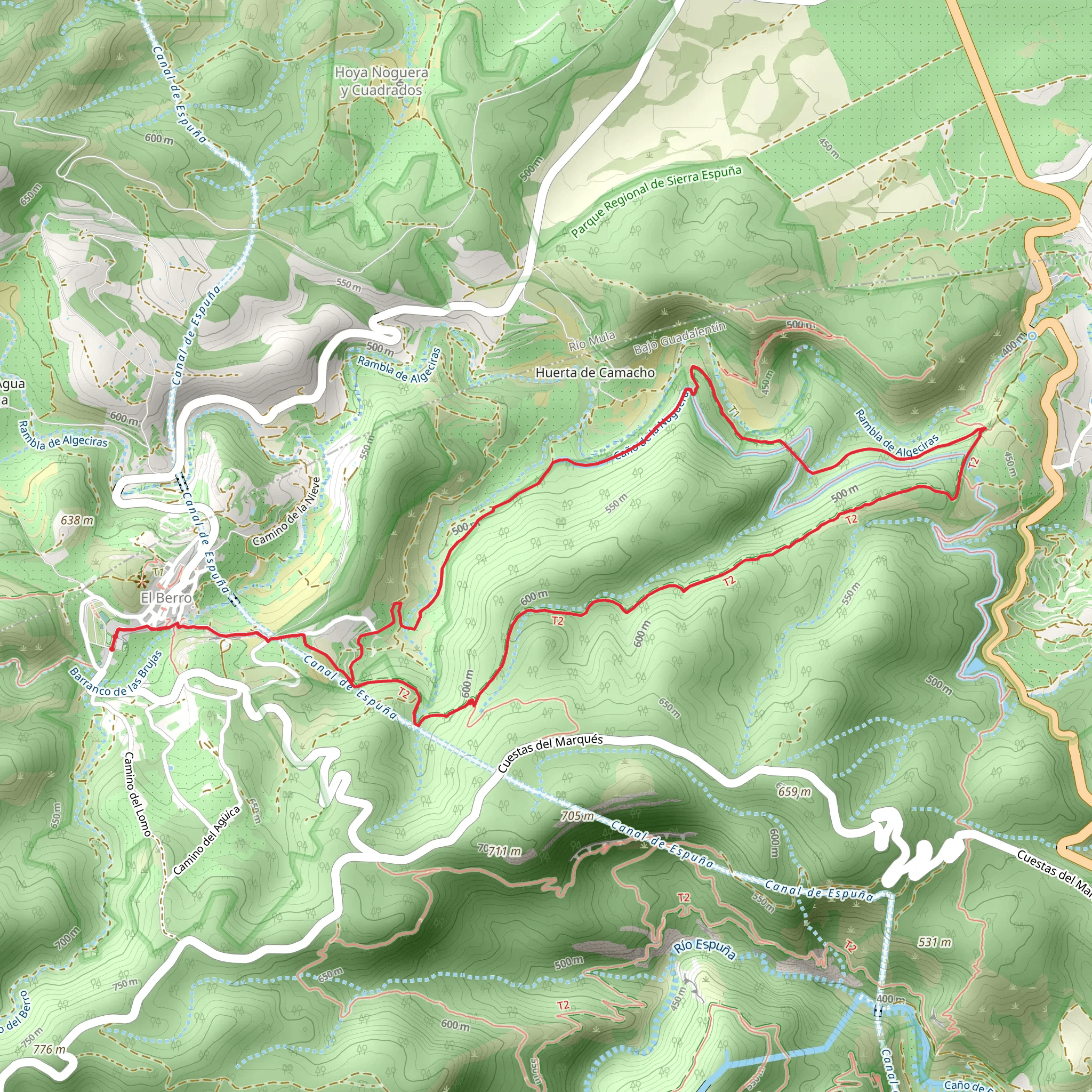Trail from El Berro to Gebas PR MU 69 mobile static map