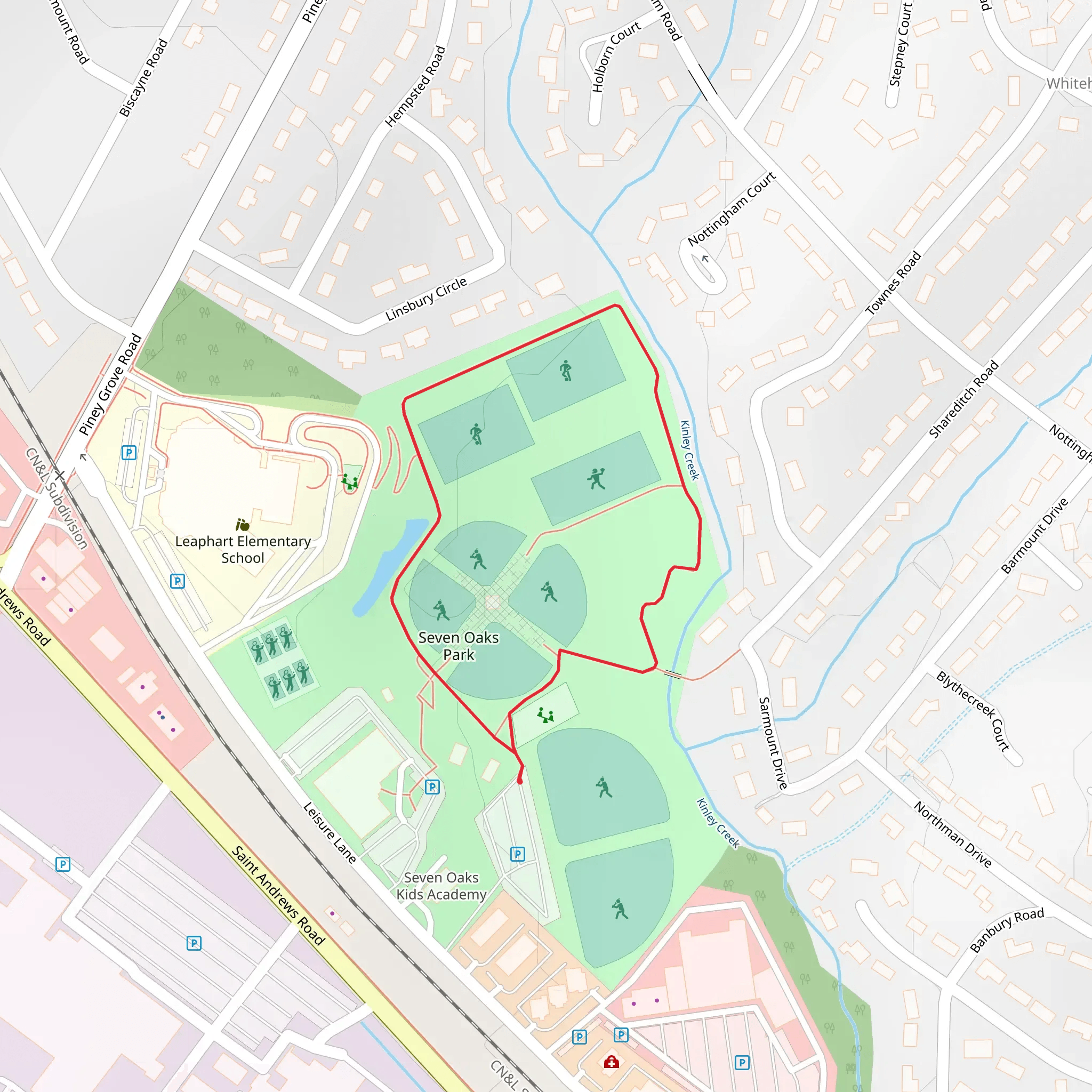 Seven Oaks Park Loop mobile static map