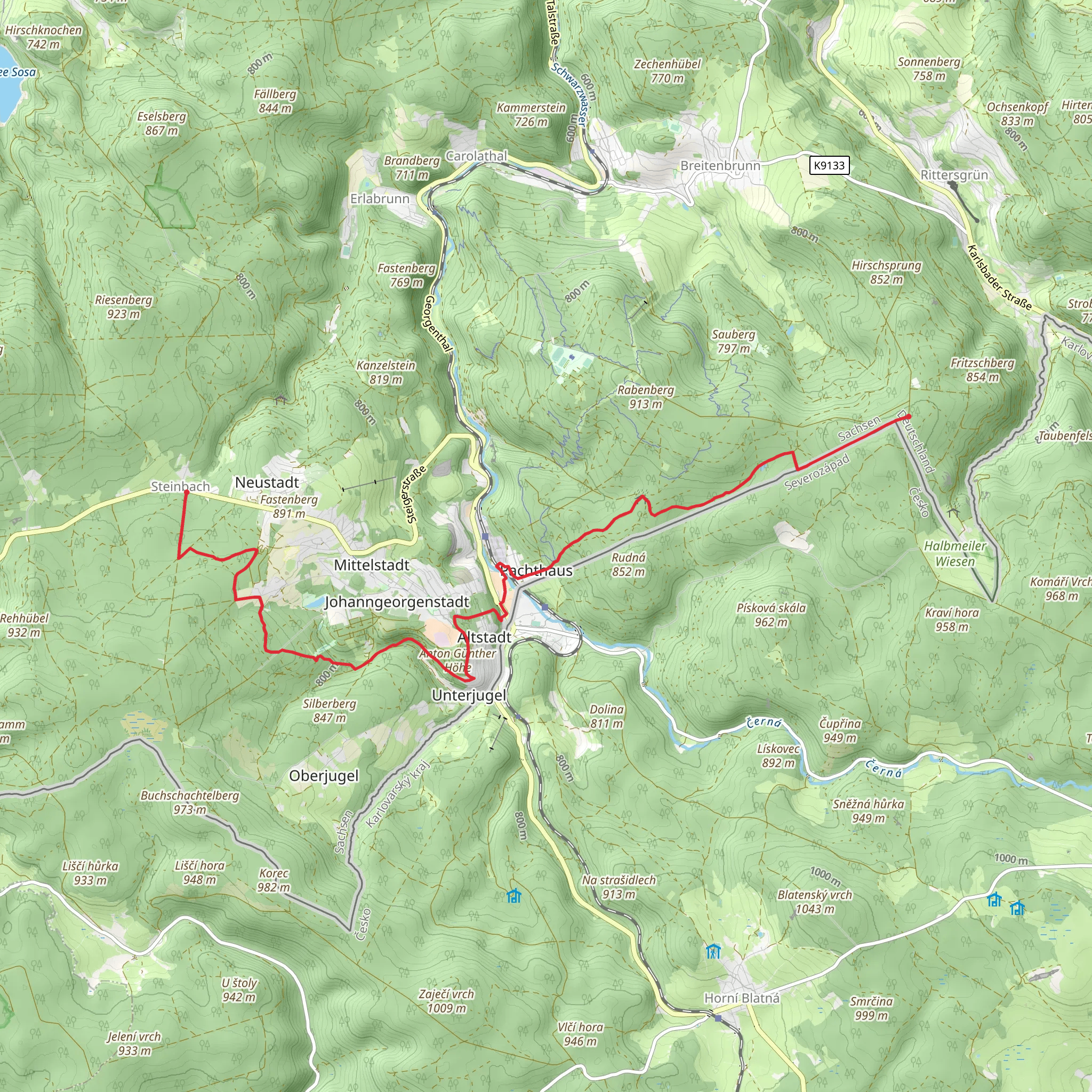 Halbemeile to Steinbach via Alte Poststrasse mobile static map