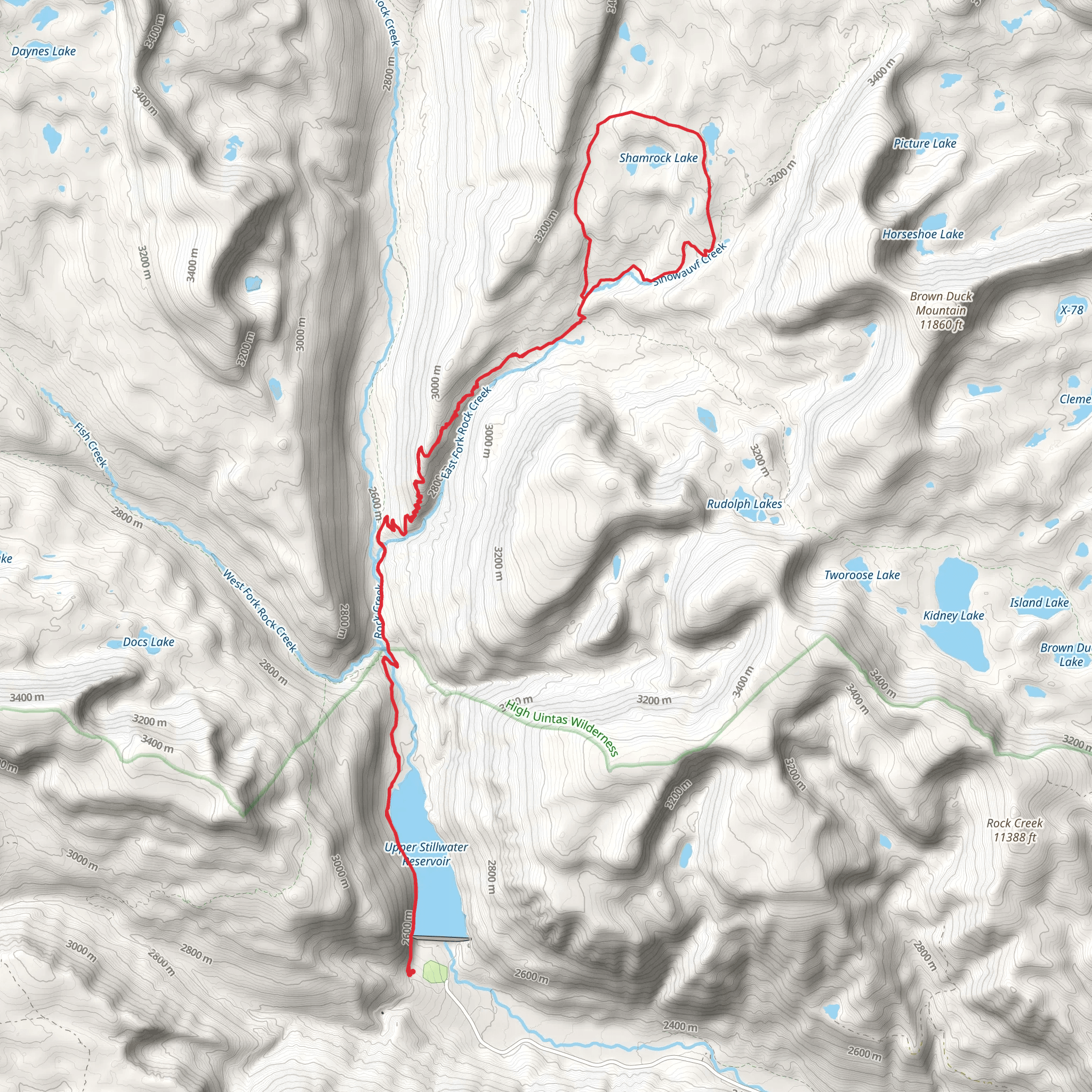 Shamrock Lake and Amlen Lake Loop via Rock Creek Trail mobile static map