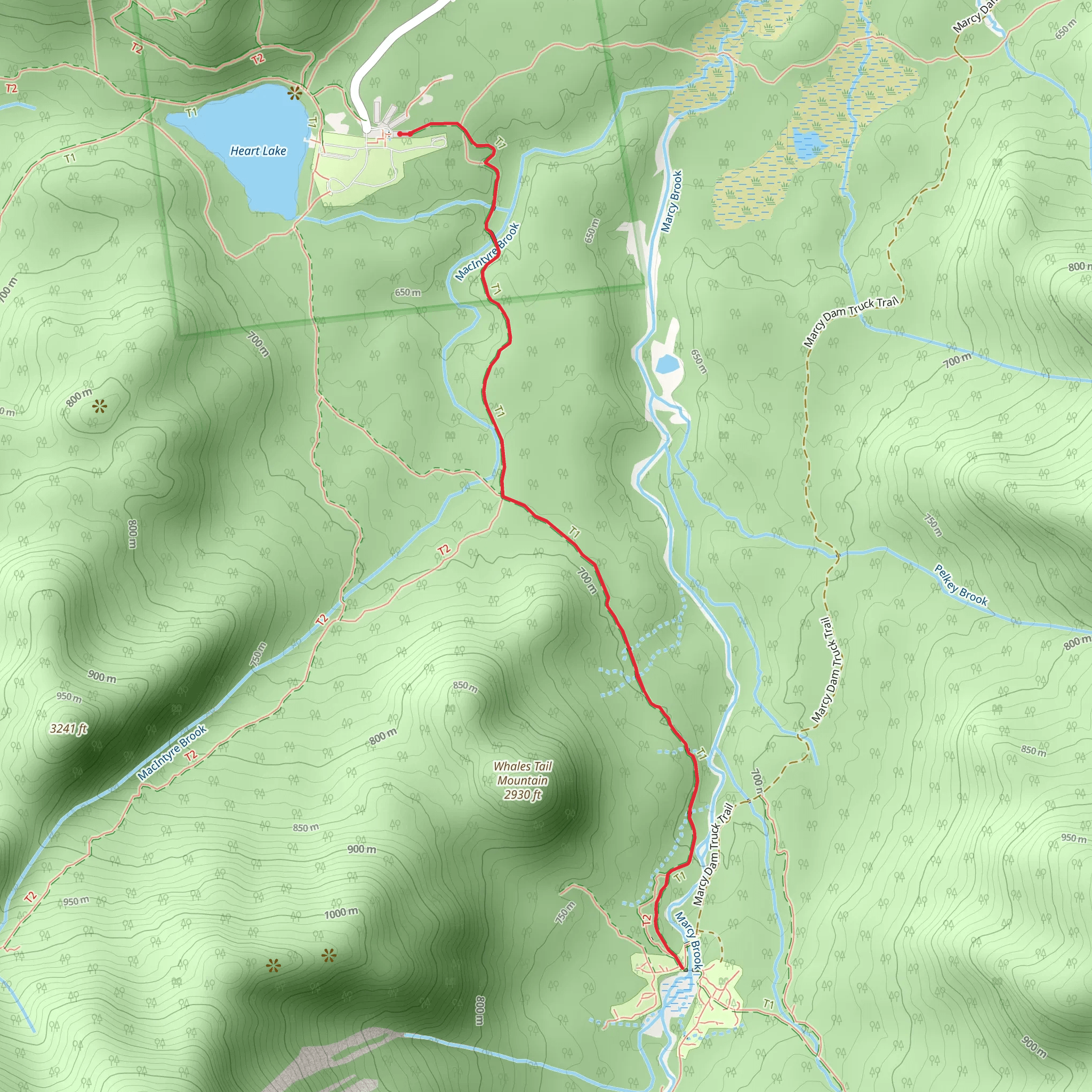 Van Hoevenberg Trail to Marcy Brook Trail mobile static map