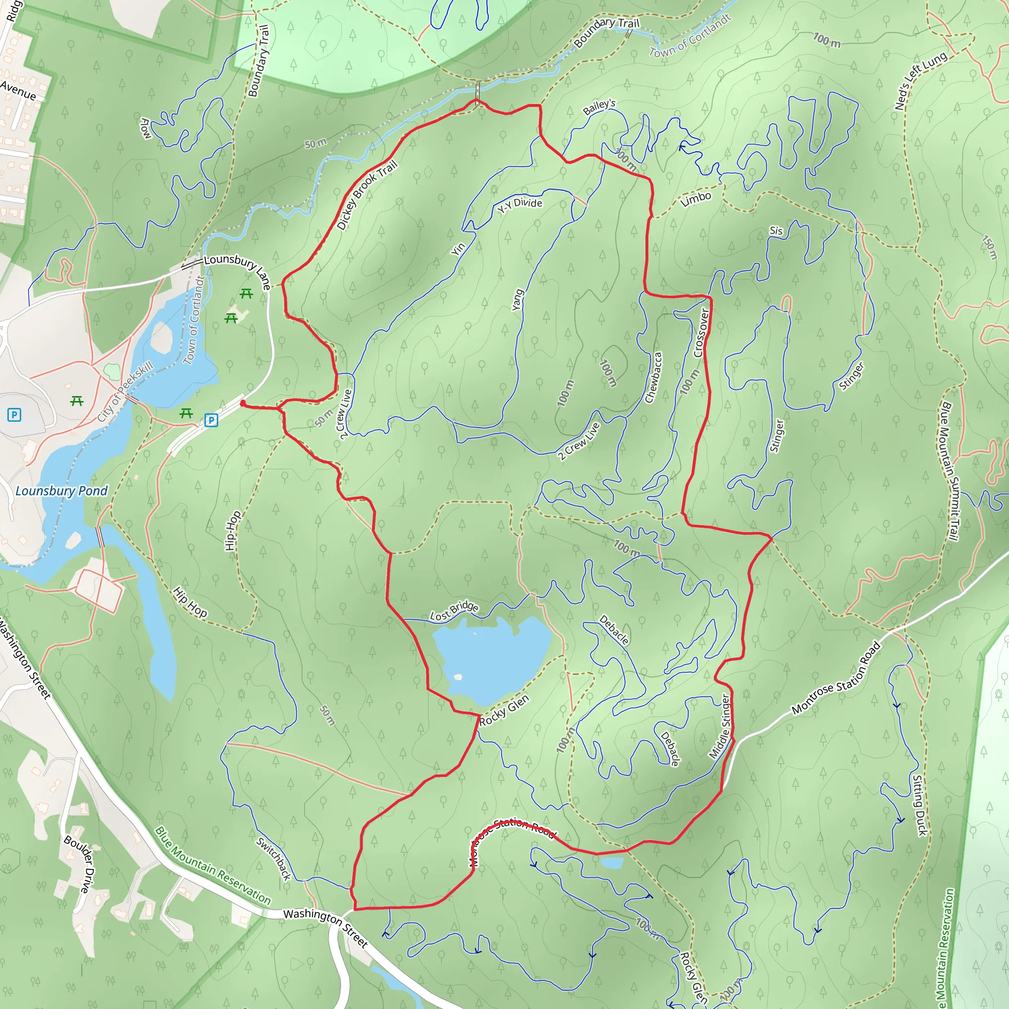 Lounsbury Pond Loop mobile static map