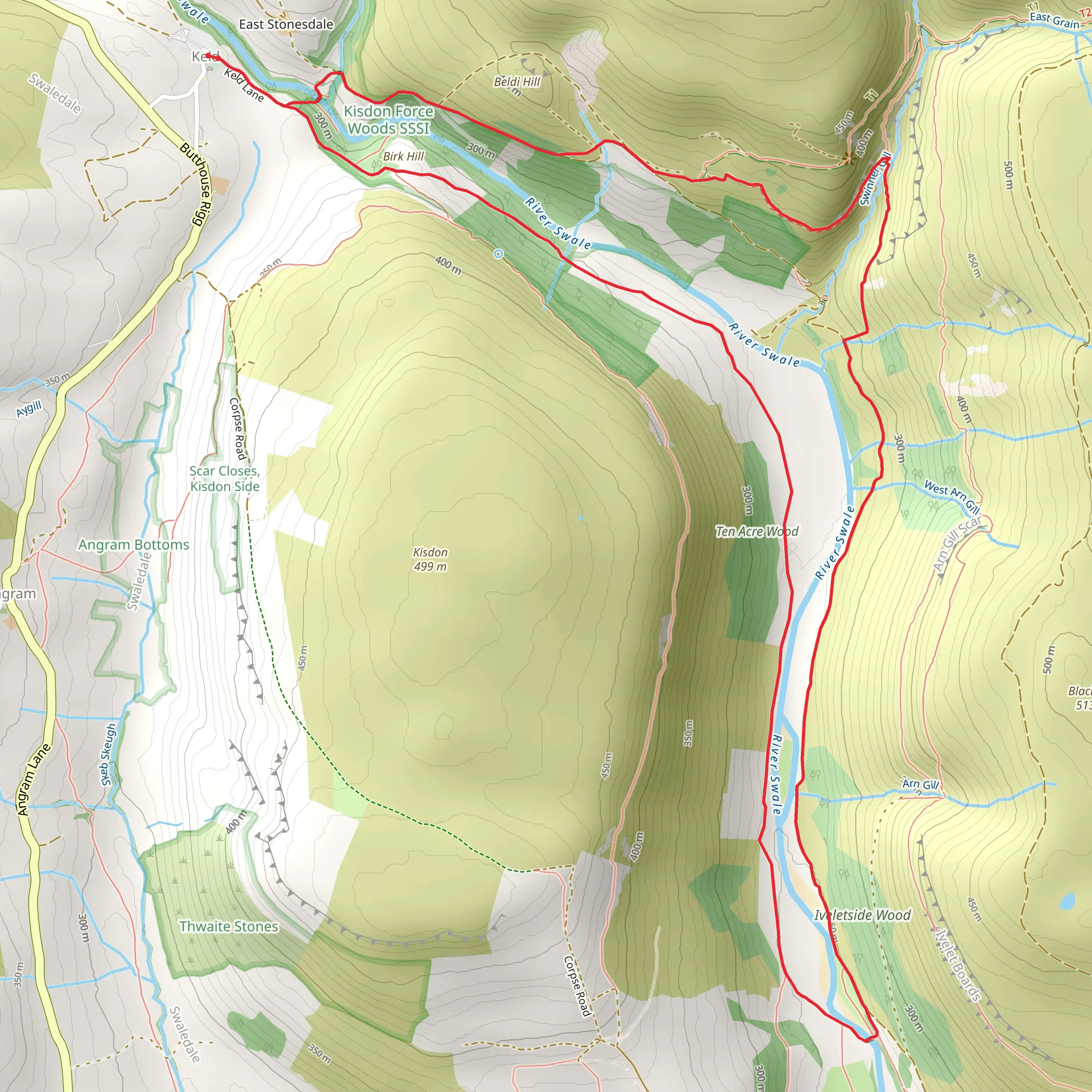 Keld - Crackpot Hall - Swinner Gill and Kisdon Side mobile static map