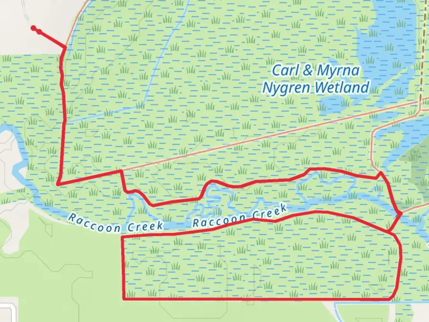 An image depicting the trail River and Dianne Nora Nature Loop Trail and its surrounding area.