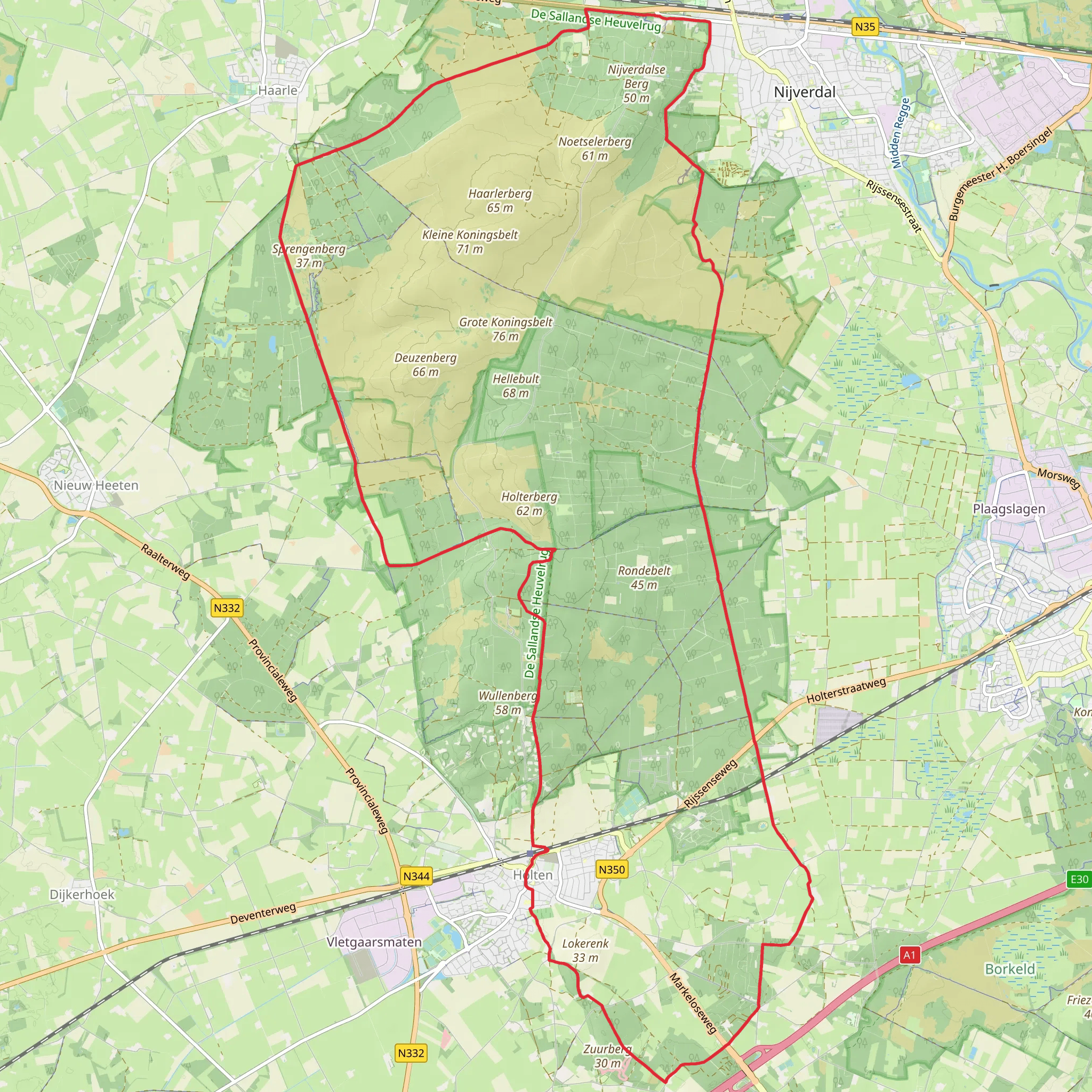 Holterberg, Prengenberg, Noetselerberg and Hegejanskamp Loop mobile static map
