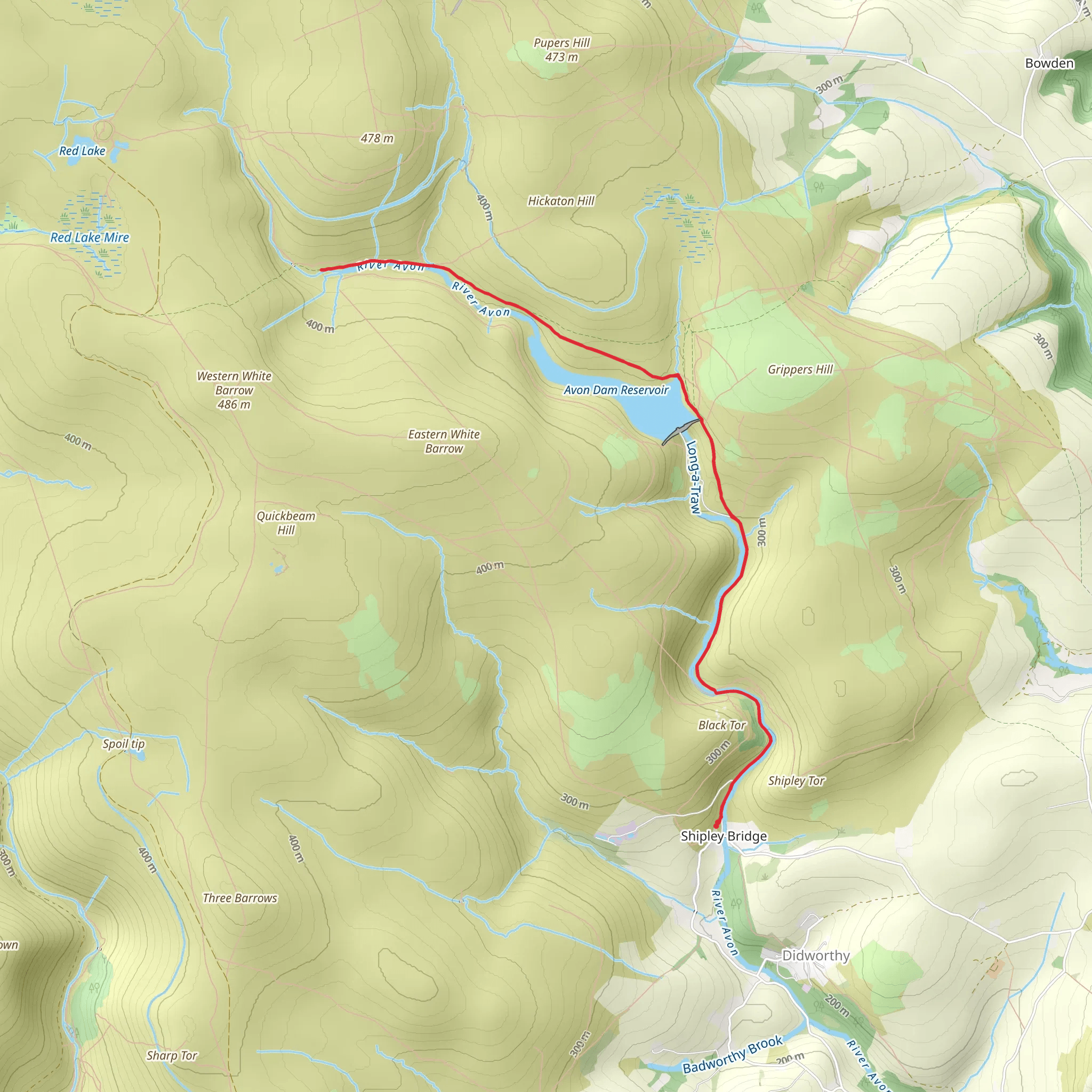 Avon Dam Reservoir and River Avon Walk - Shipley Bridge mobile static map
