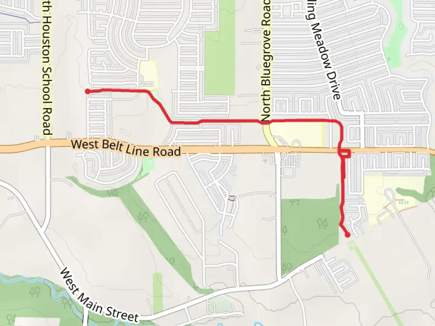An image depicting the trail Pleasant Run Hike Trail and its surrounding area.