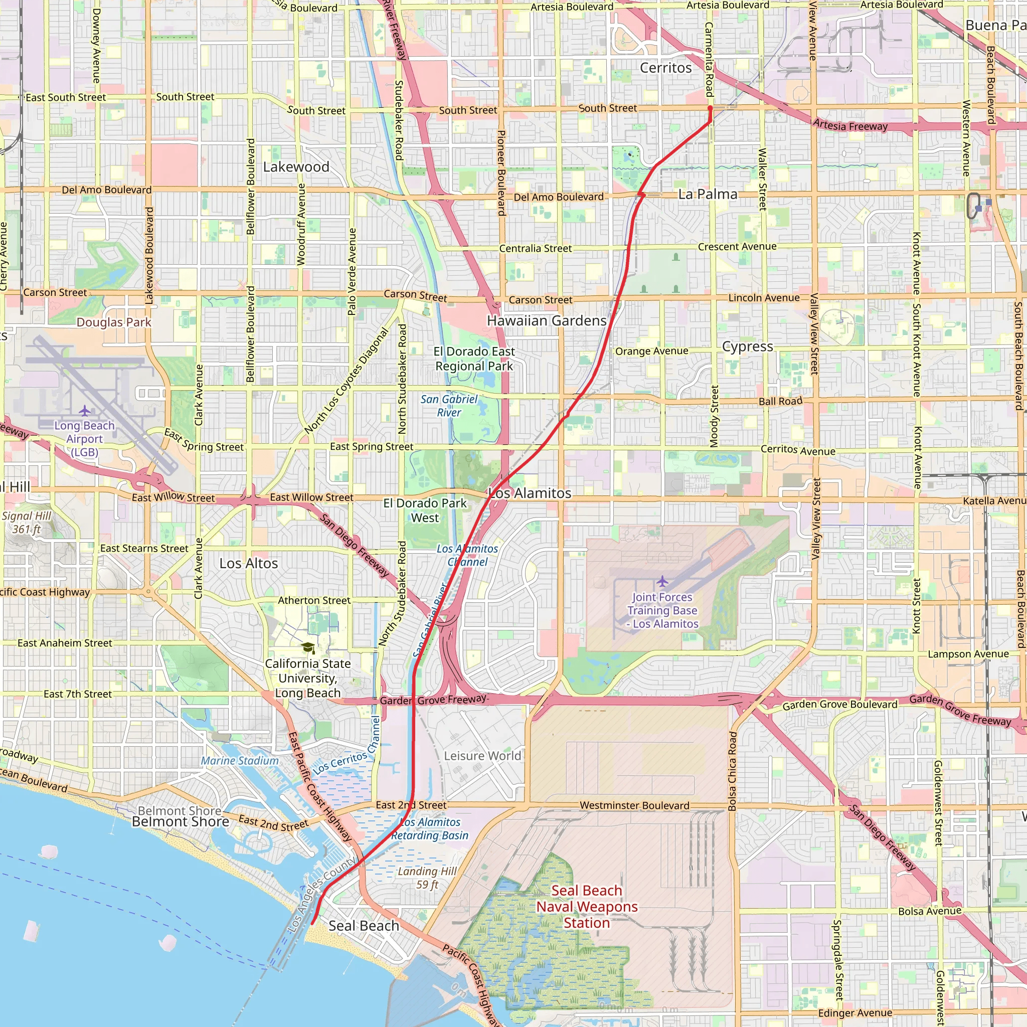 Coyote Creek Way and San Gabriel River Trail mobile static map