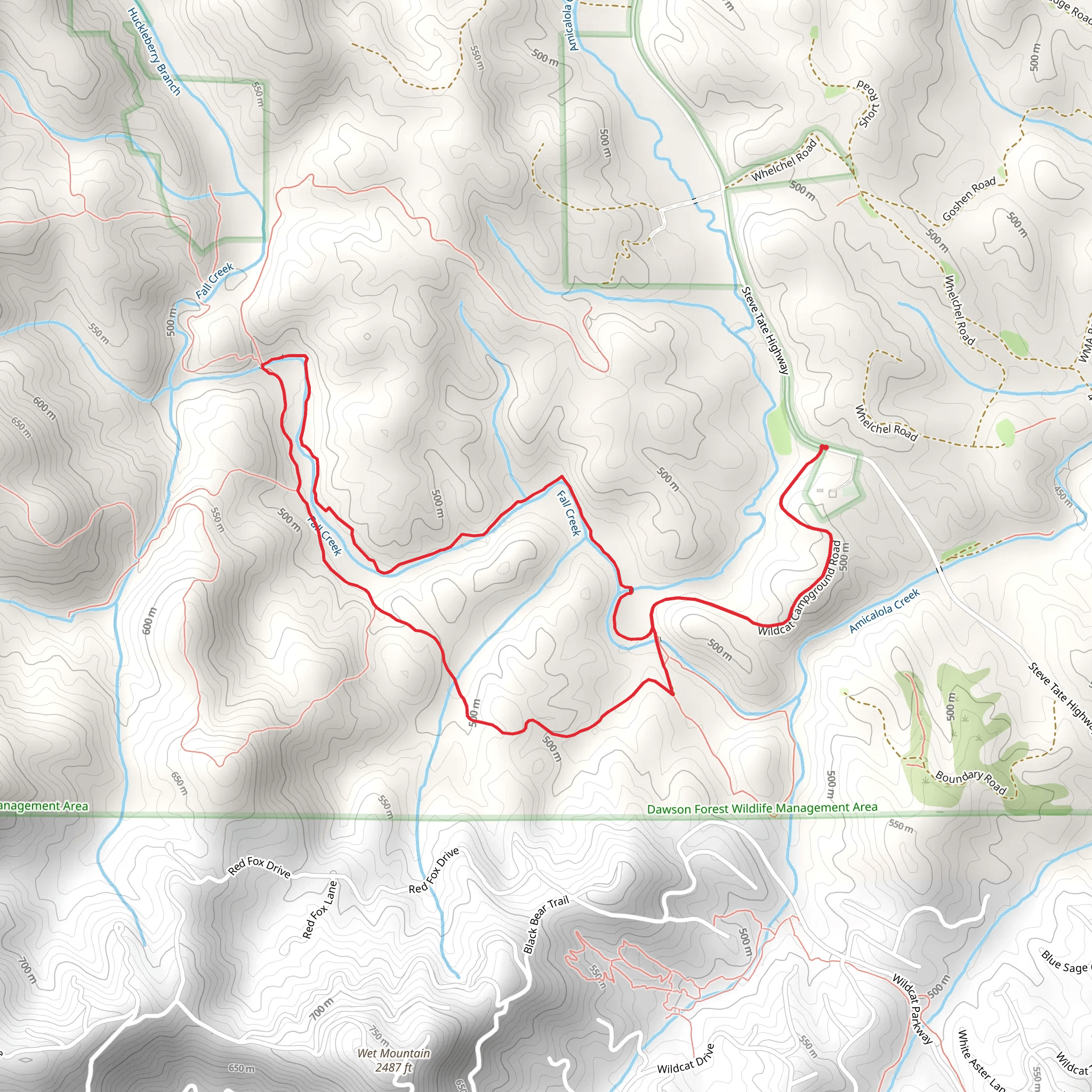 Falls Creek and Turner Loop Trail mobile static map