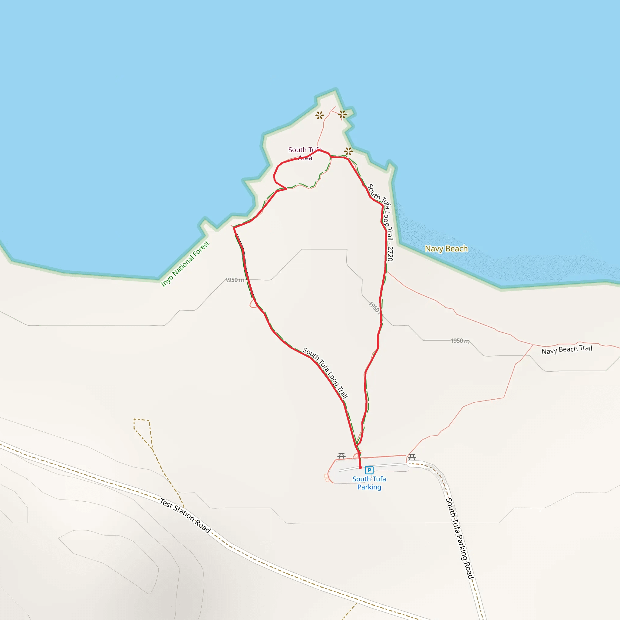 Mono Lake South Tufa Trail mobile static map