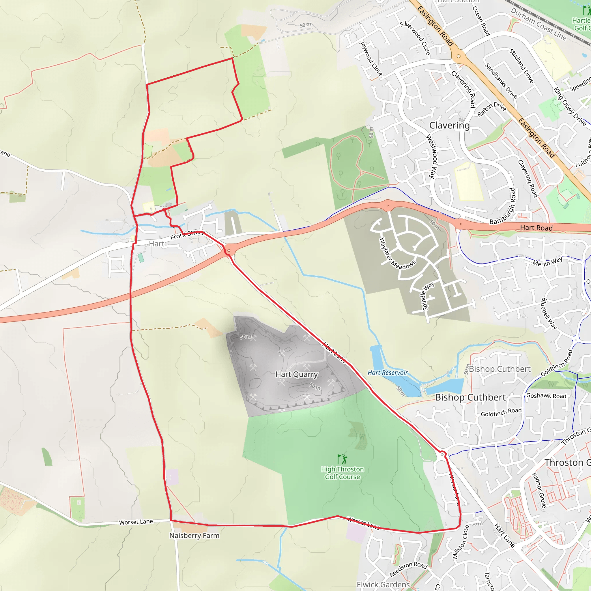 Hart and High Throston mobile static map
