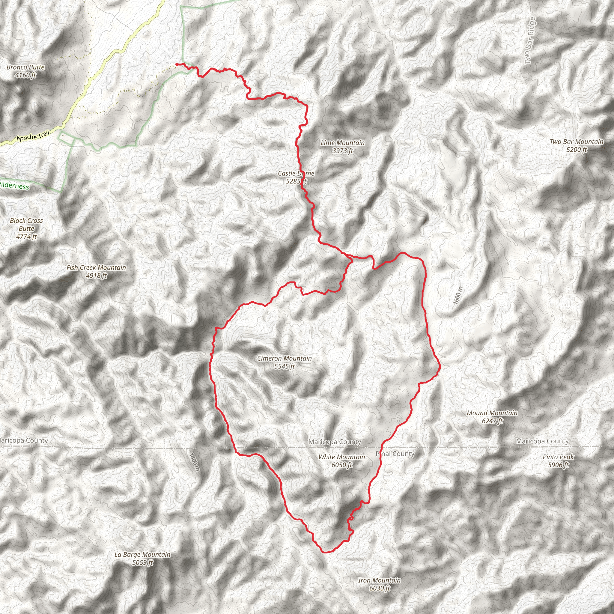 Reavis Ranch and Rogers Canyon Loop Trail mobile static map