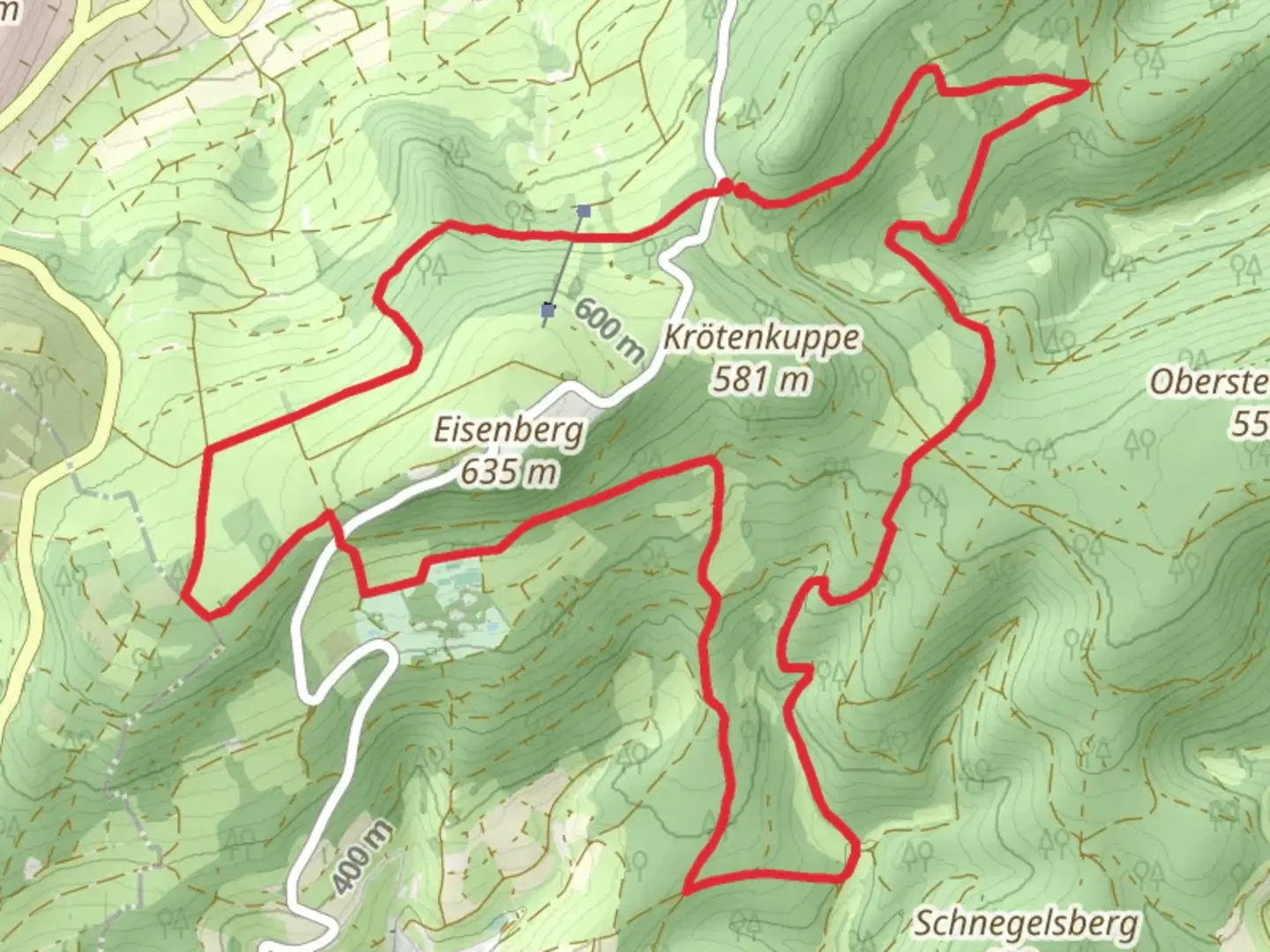 An image depicting the trail Eisenberg Siegelweg Circle and its surrounding area.