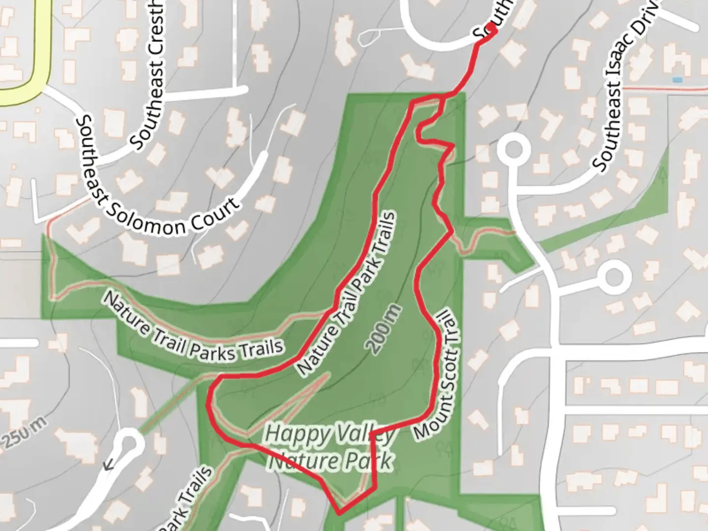 An image depicting the trail Happy Valley Nature Park Loop and its surrounding area.