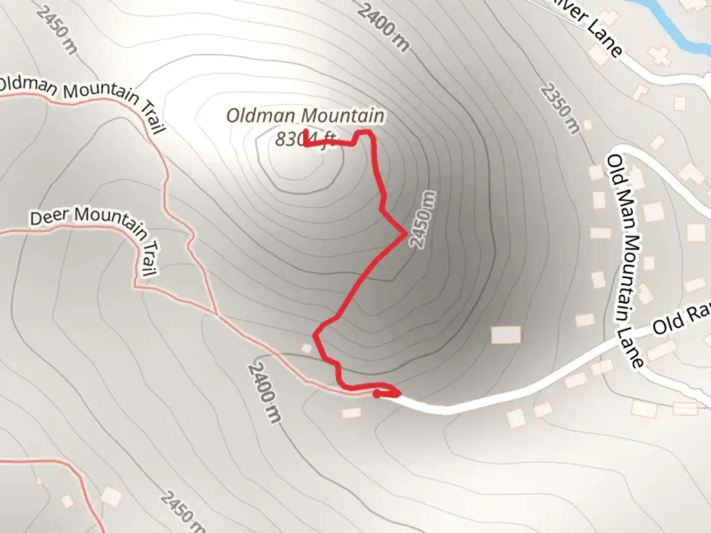 An image depicting the trail Oldman Mountain and its surrounding area.