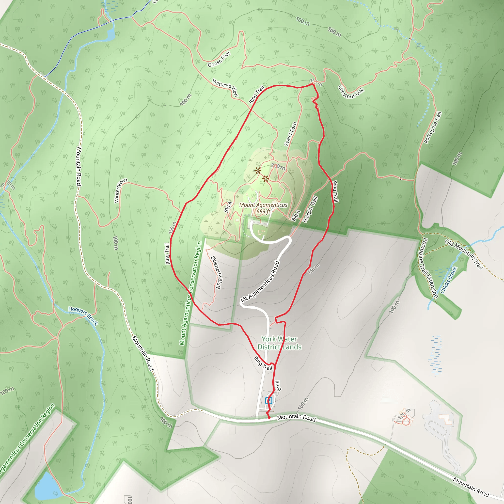 Mount Agamenticus via Ring Trail Loop mobile static map
