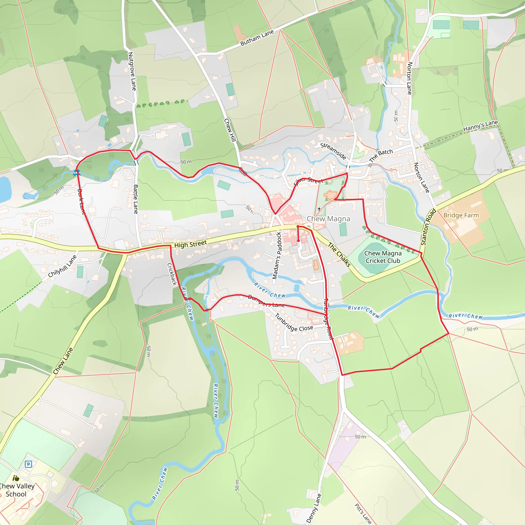 River Chew and Chew Magna Loop mobile static map