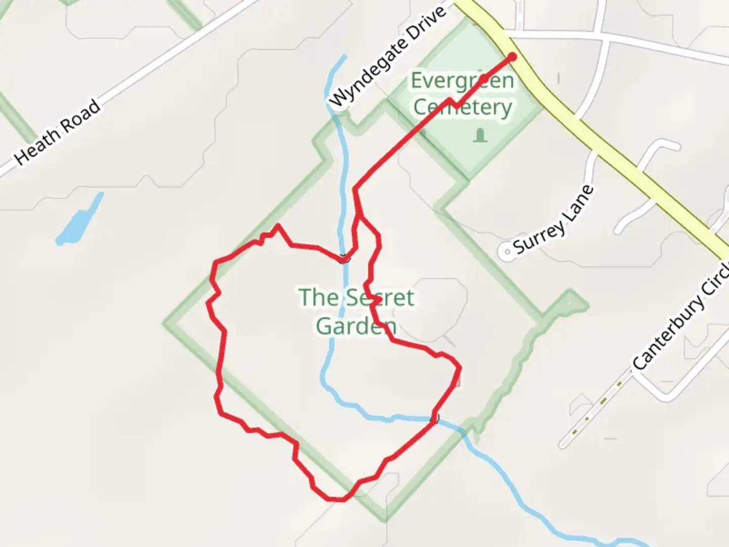 An image depicting the trail The Secret Garden Loop and its surrounding area.