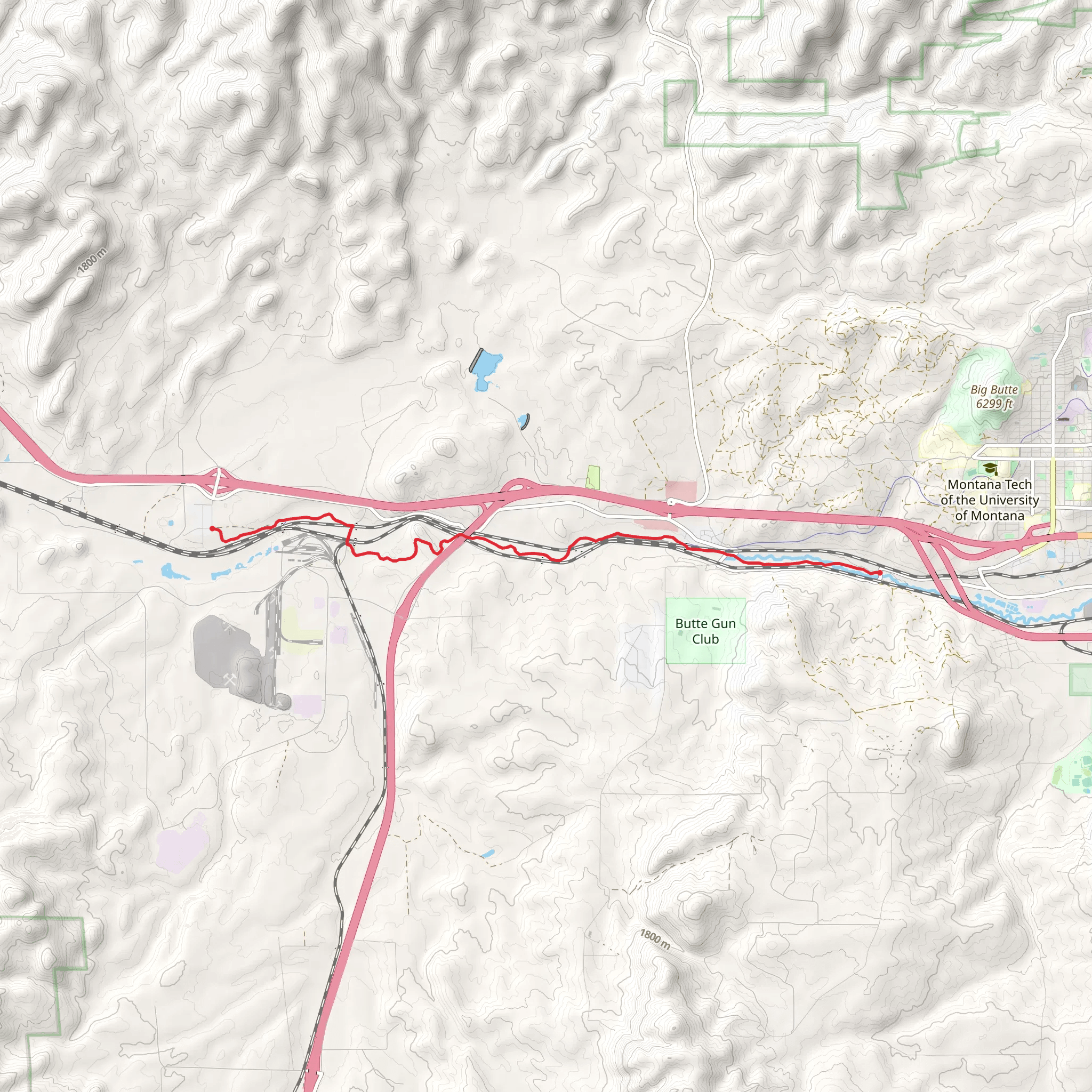 Silver Bow Creek Walking Trail mobile static map