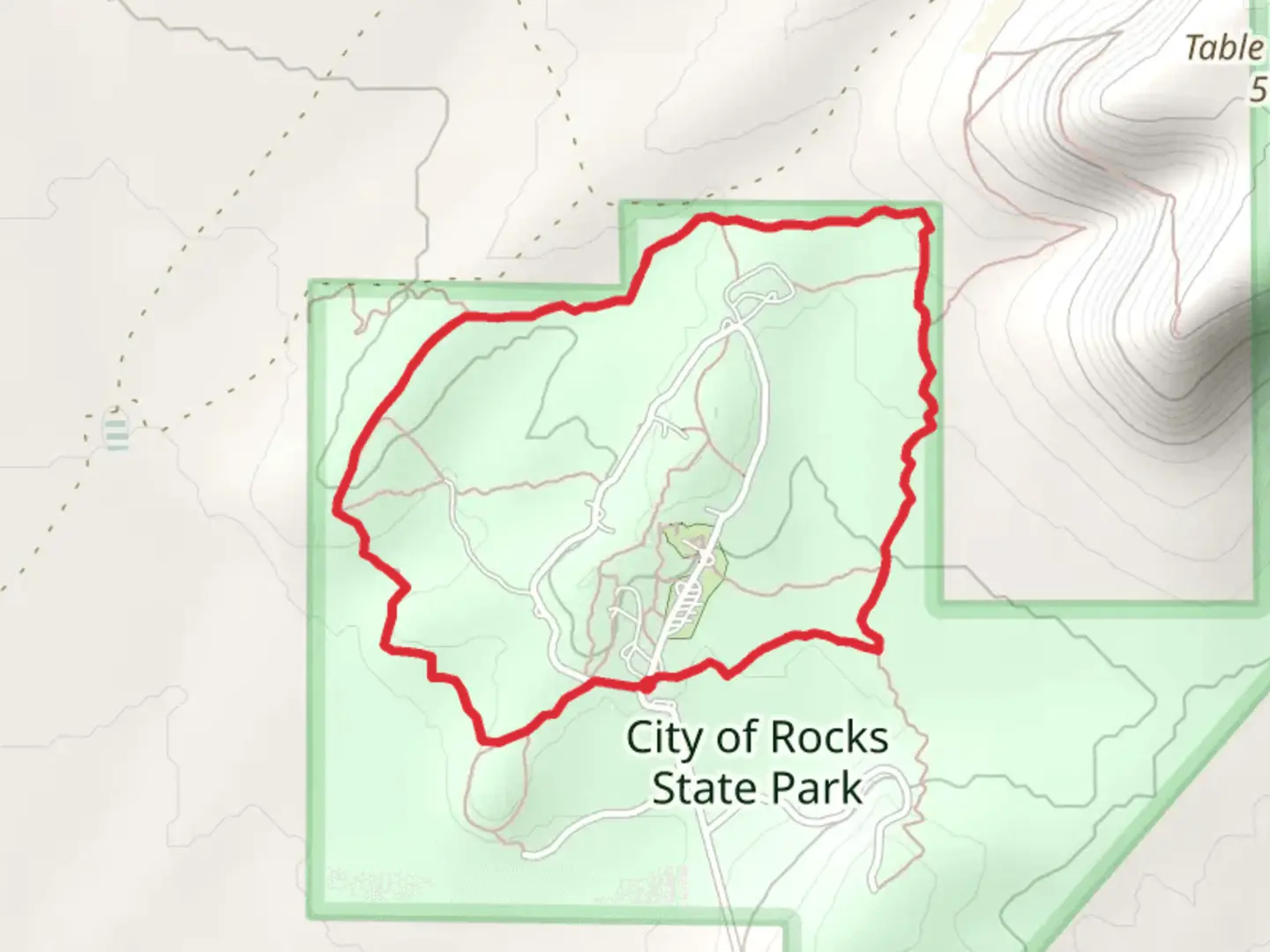 An image depicting the trail City of Rocks State Park Long Loop and its surrounding area.