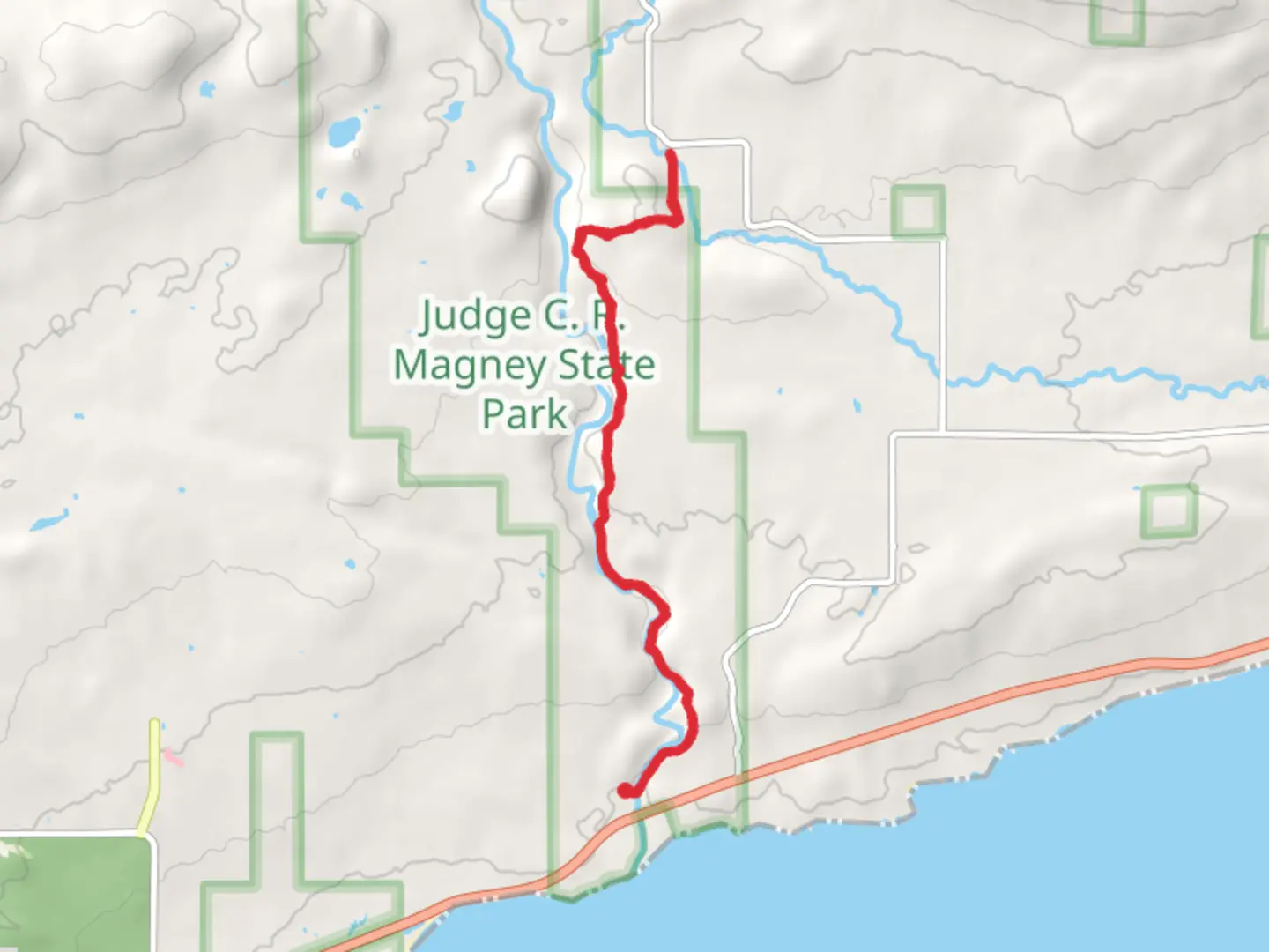 An image depicting the trail Walk along Brule River via Superior Hiking Trail and its surrounding area.