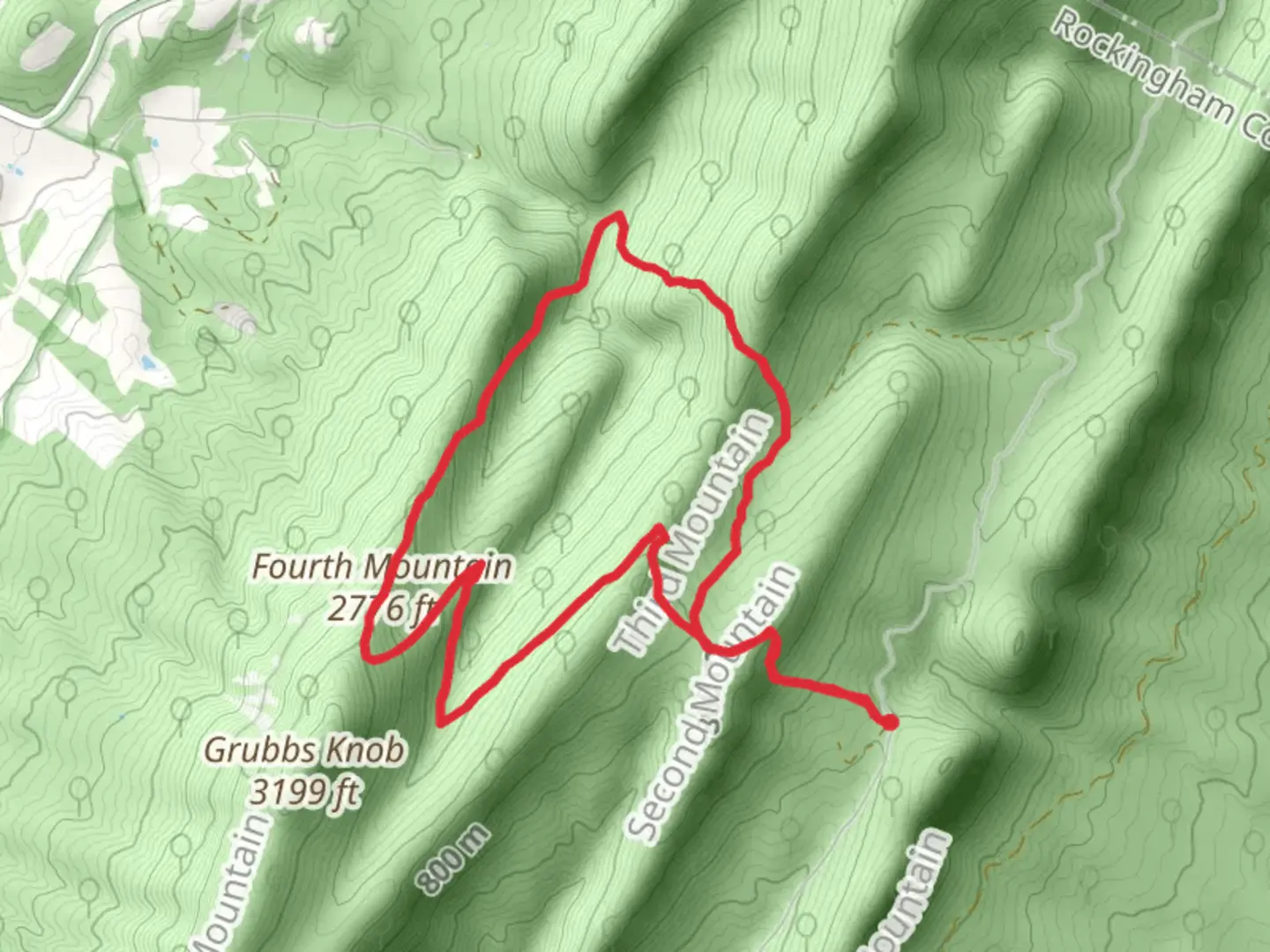 An image depicting the trail Fridley's Gap and Massanutten South Loop Trail and its surrounding area.