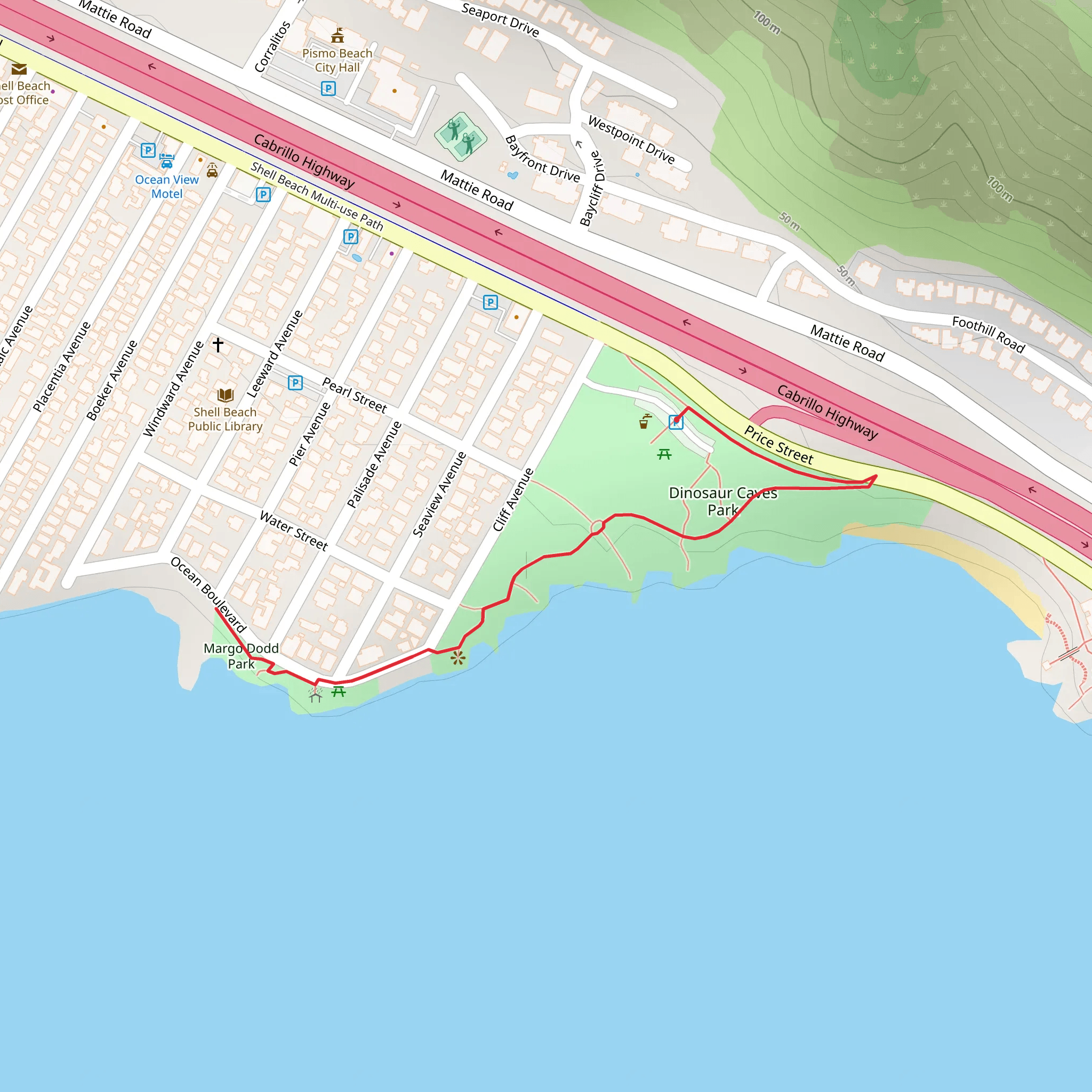California Coastal Trail and Margo Dodd Park mobile static map