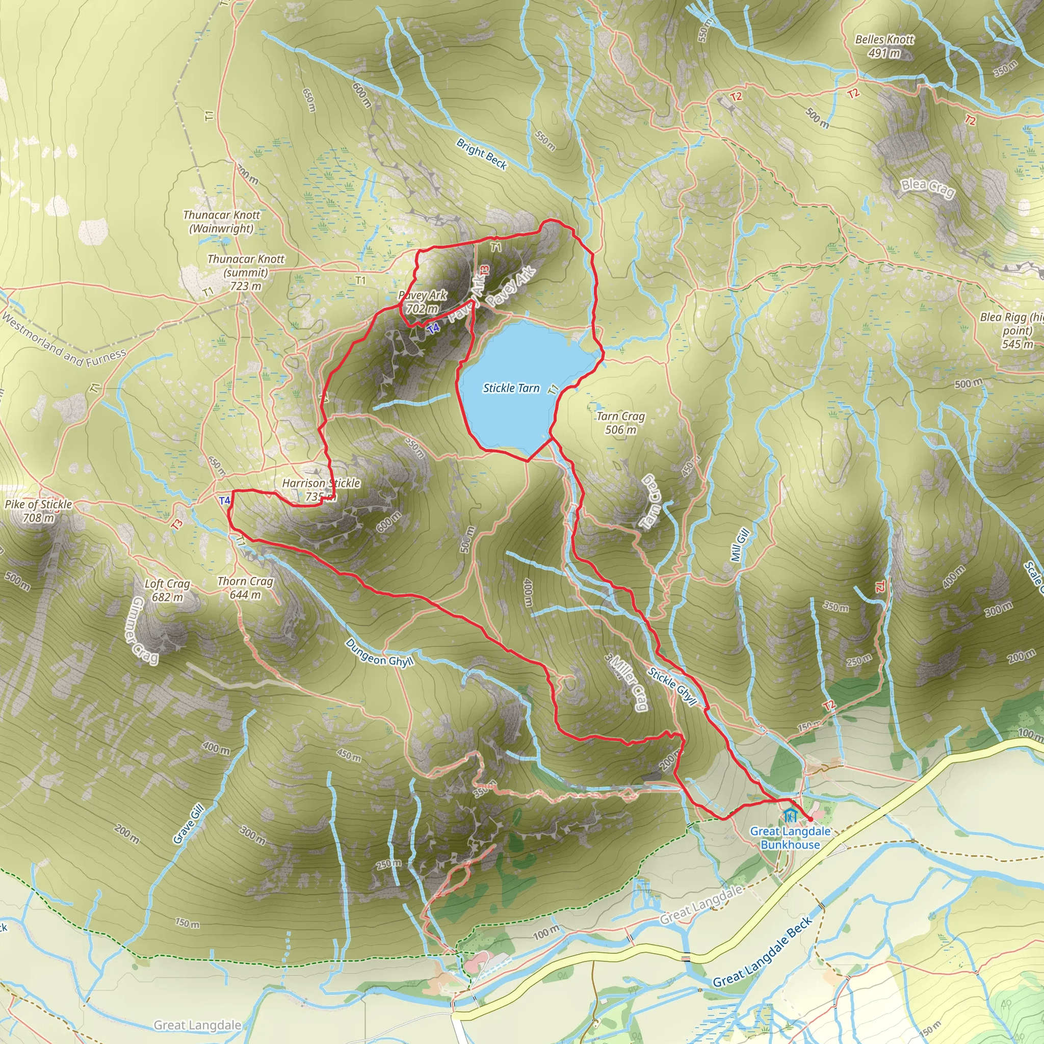 Pavey Park and Stickle Tarn Loop via Harrison Stickle mobile static map