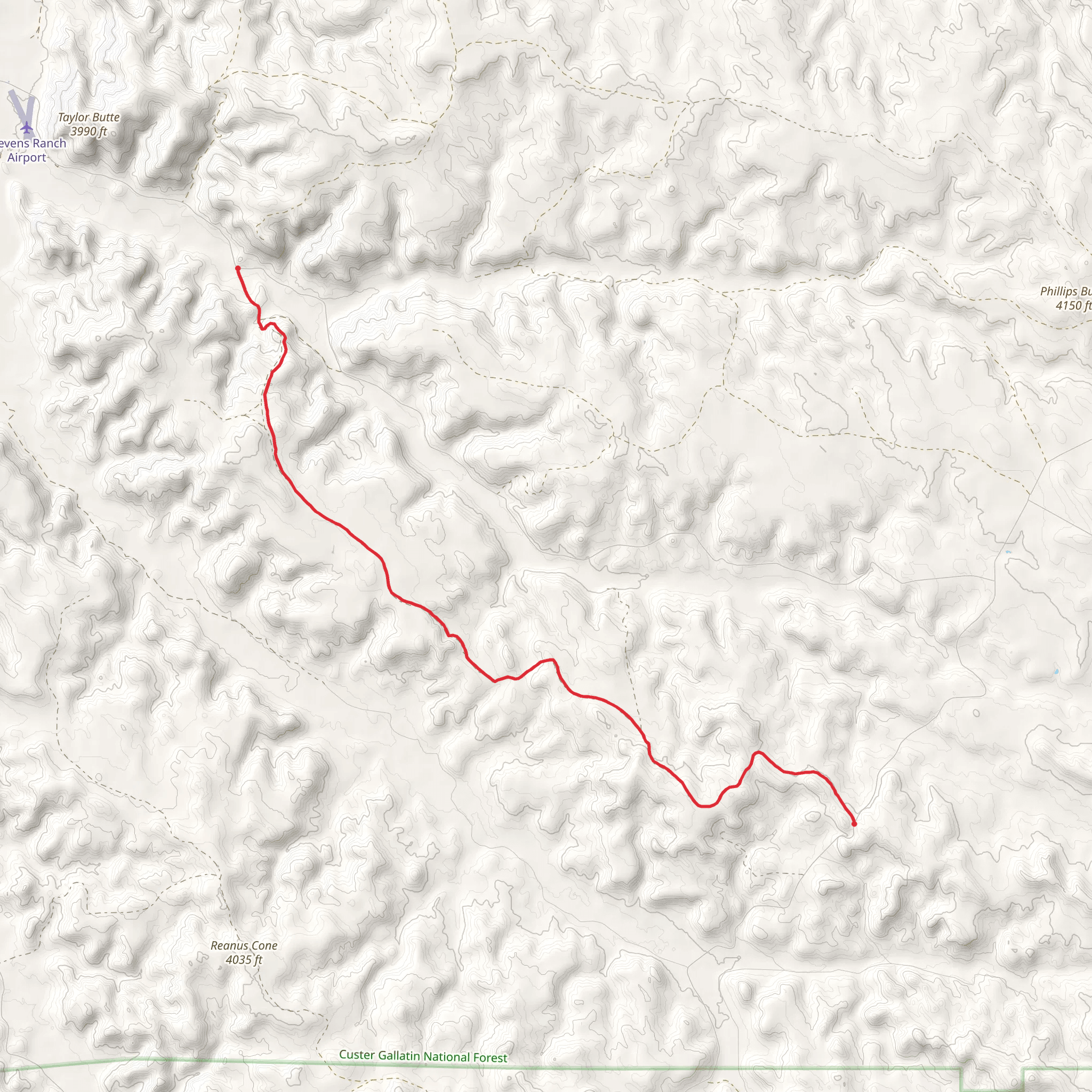 Indian Taylor Creek Divide Trail mobile static map