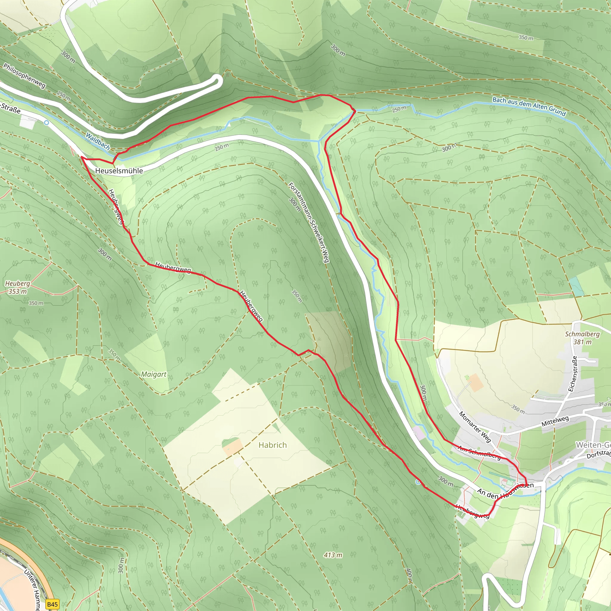 Heubergweg mobile static map